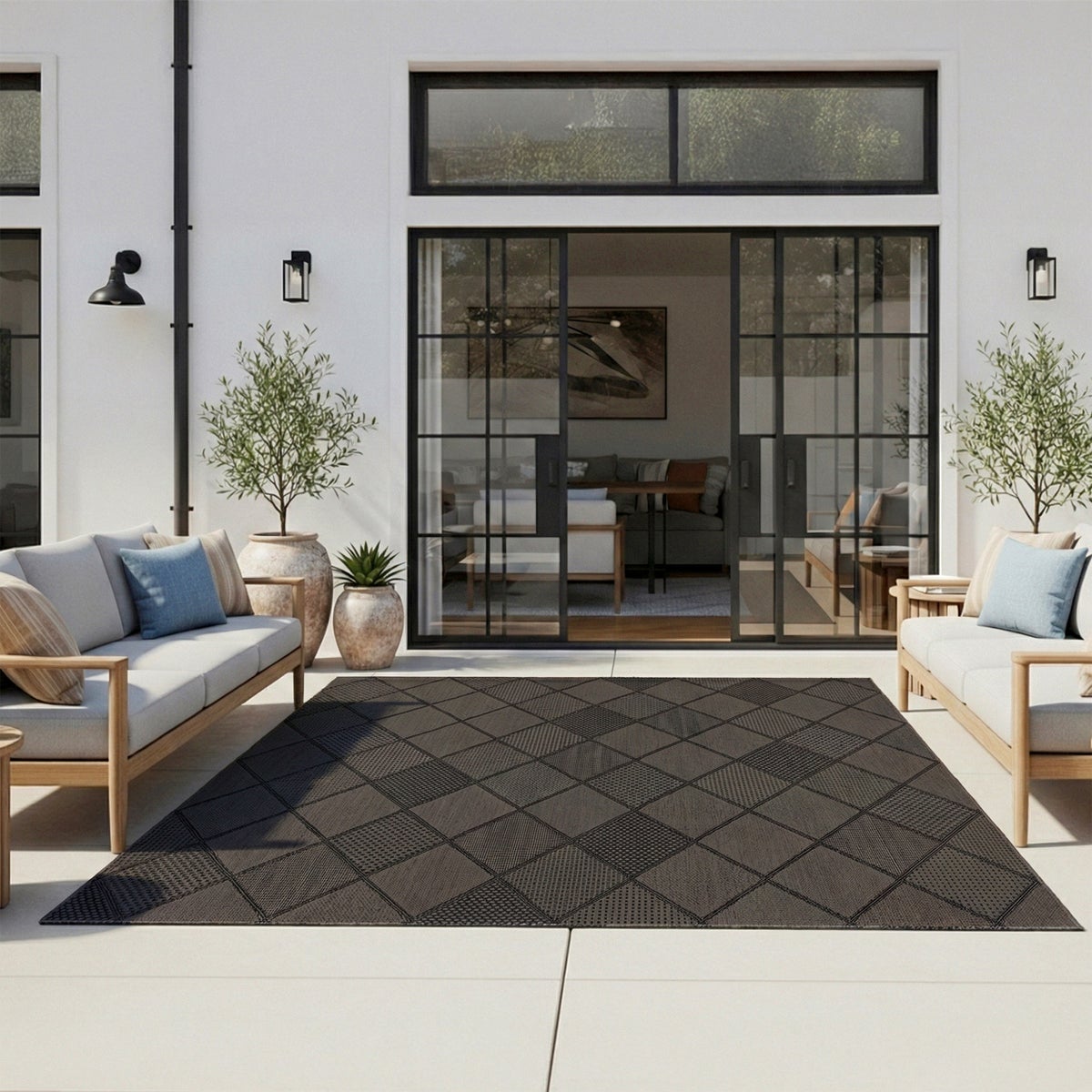 Laguna Indoor/Outdoor Area Rug, Morris Charcoal Pewter, 7'10” x 10'