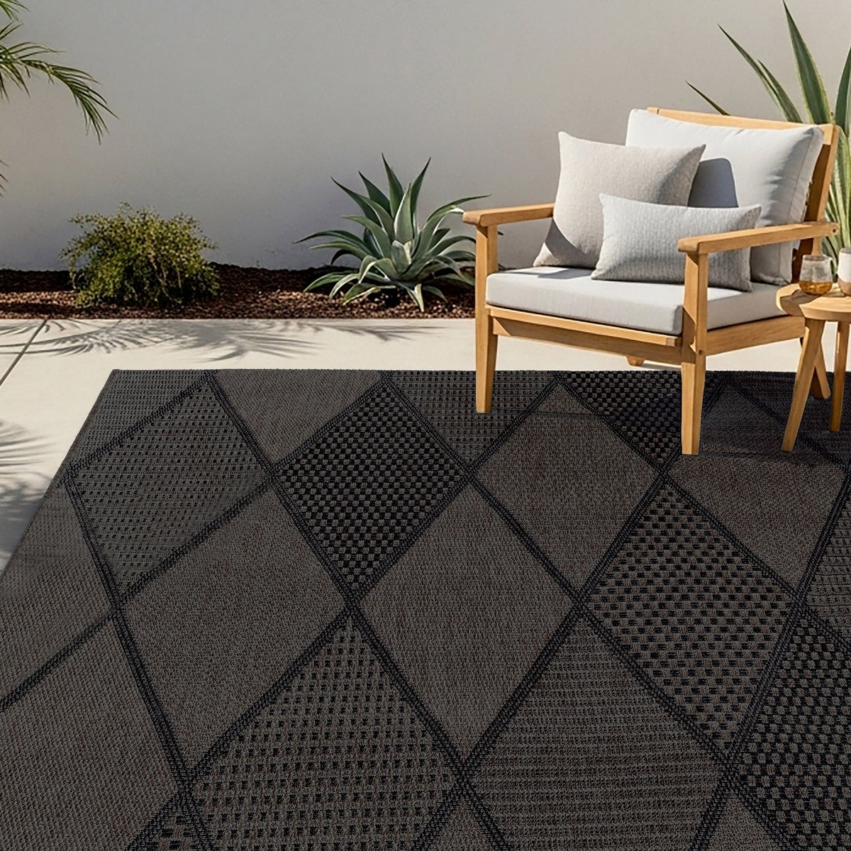 Laguna Indoor/Outdoor Area Rug, Morris Charcoal Pewter, 7'10” x 10'