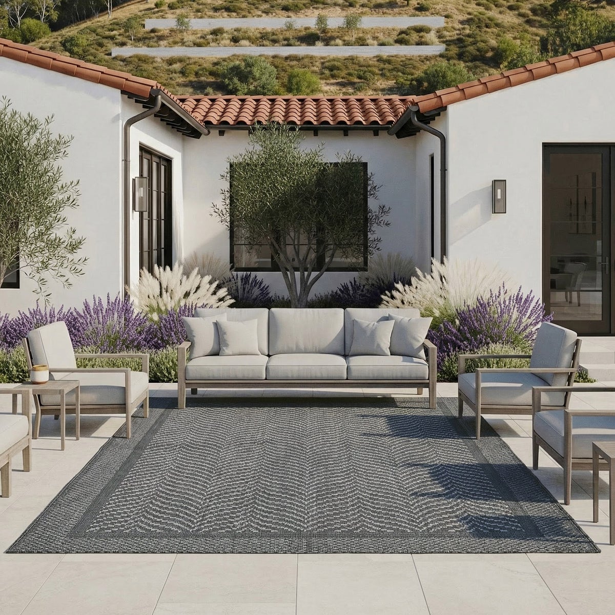 Laguna Indoor/Outdoor Area Rug, Aditi Silver Iron, 5' x 7'