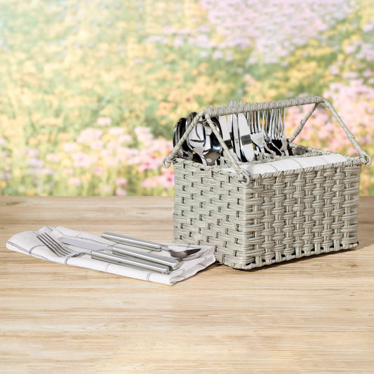 Oneida 24-piece Flatware Set with Caddy - Gray
