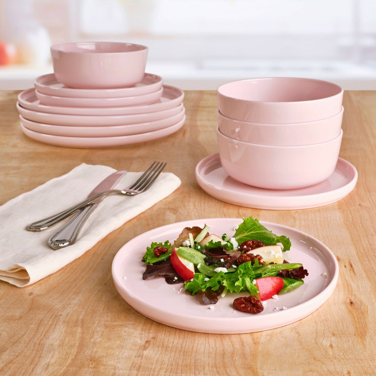 Mikasa Samantha 12-Piece Pink Bone China Dinnerware
