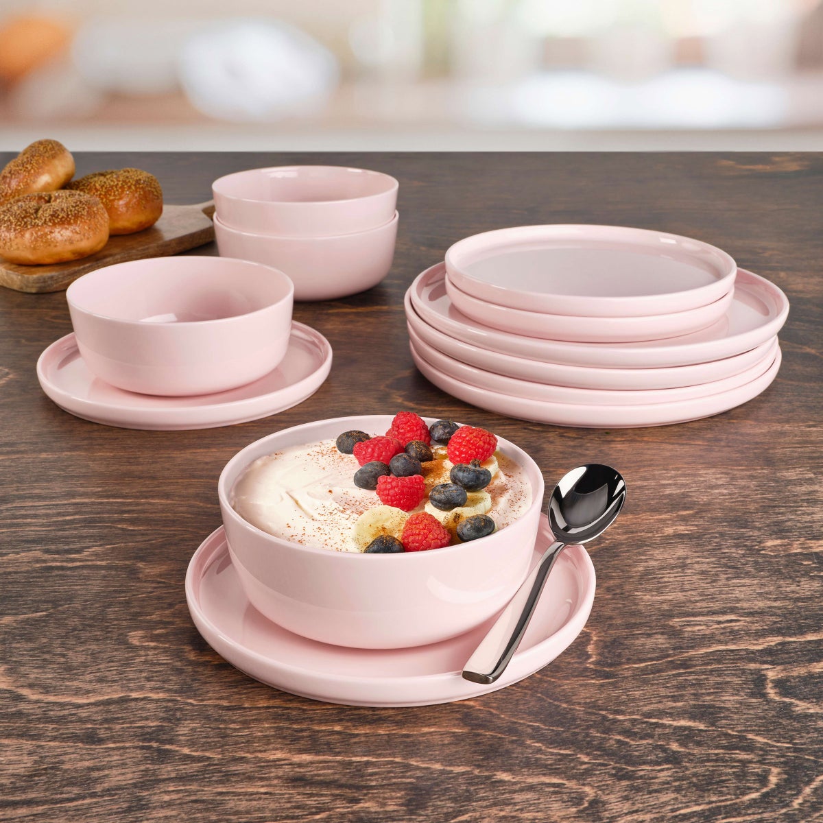 Mikasa Samantha 12-Piece Pink Bone China Dinnerware