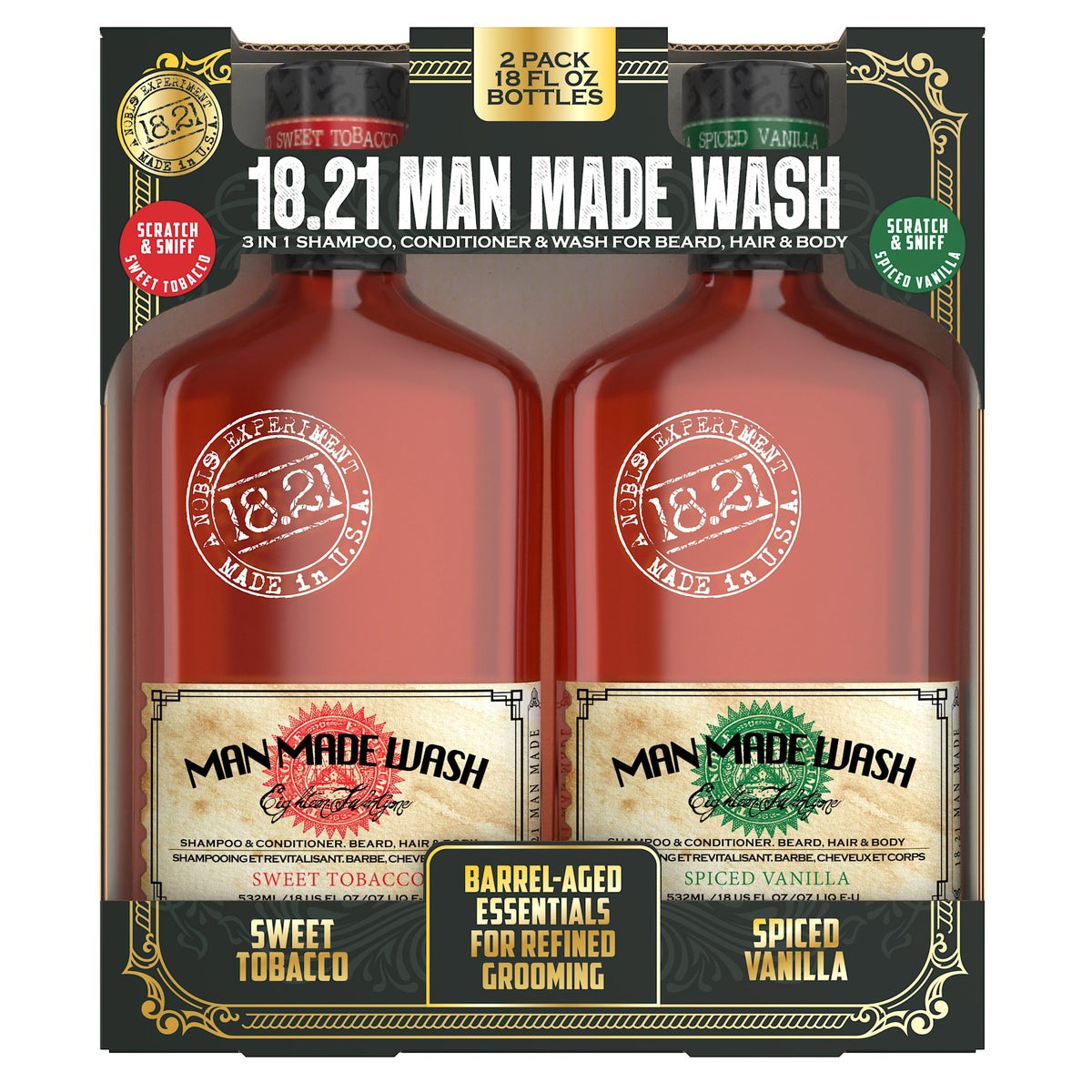 18.21 Man Made Wash, 3-in-1 Shampoo, Conditioner & Wash 2-pack