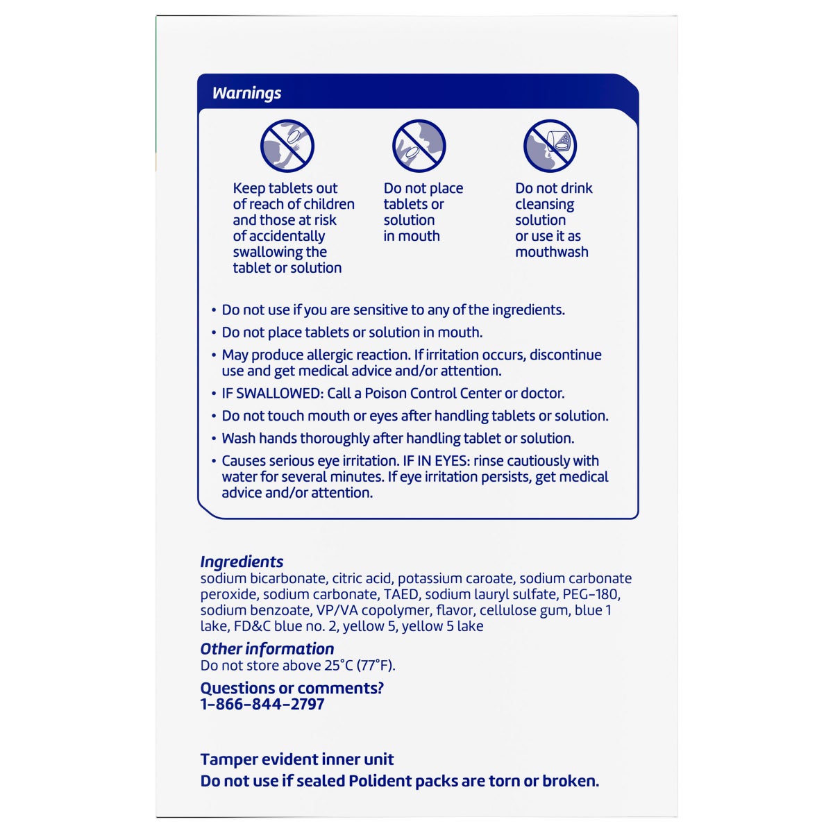 Polident Rapid Clean Dental Appliance Cleanser Tablets, 102 count, 2-pack