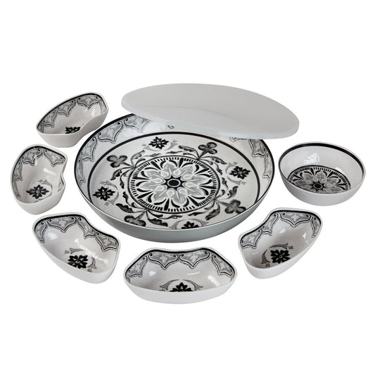 7-piece Melamine Lazy Susan with Cover