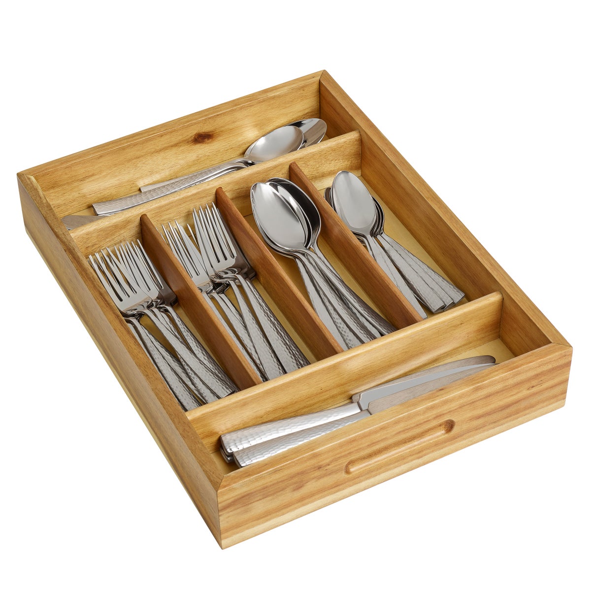 Mikasa Oliver Satin 45-piece Flatware with 6-Slot Acacia Caddy