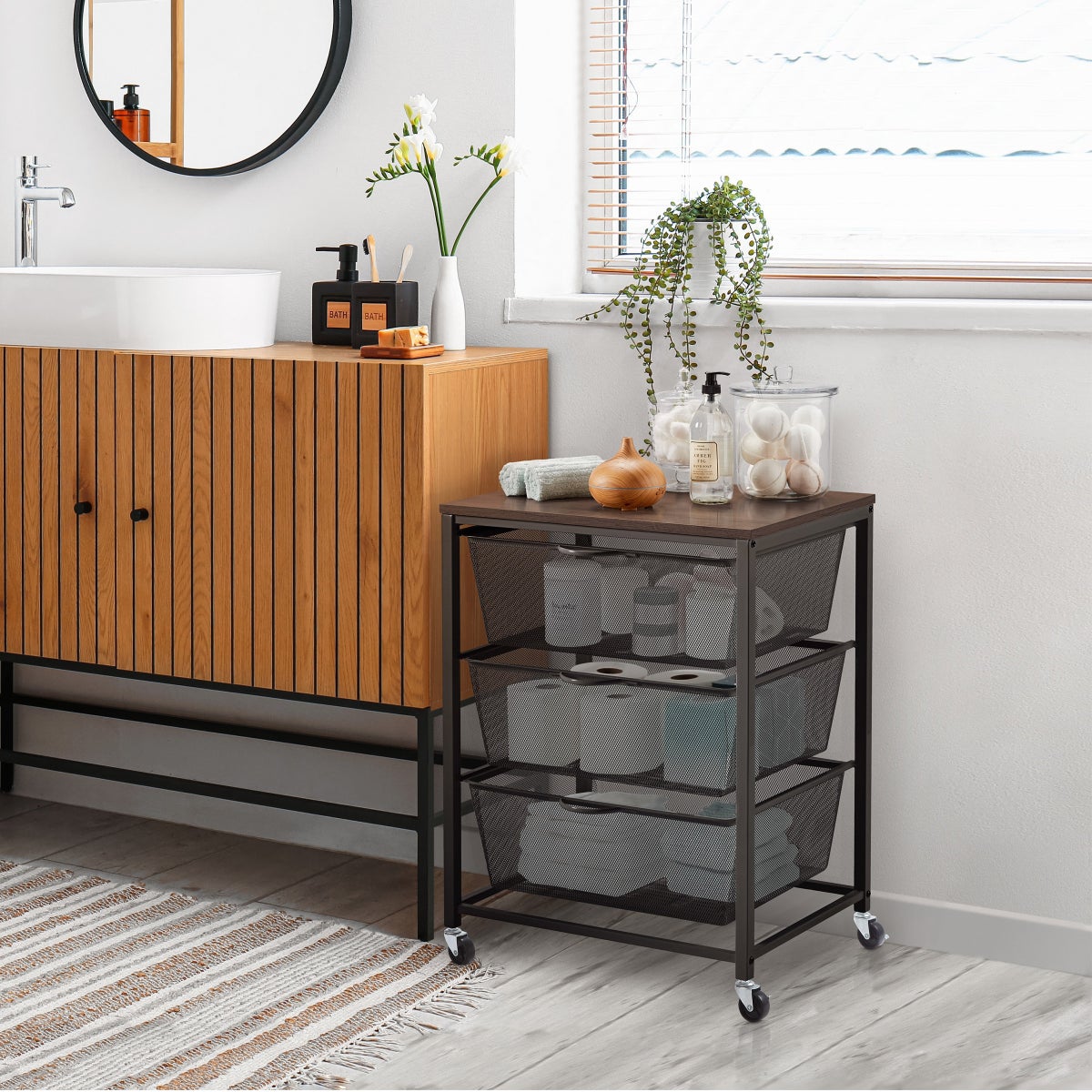 NEW - Edifice 3-tier Mesh Basket Cart