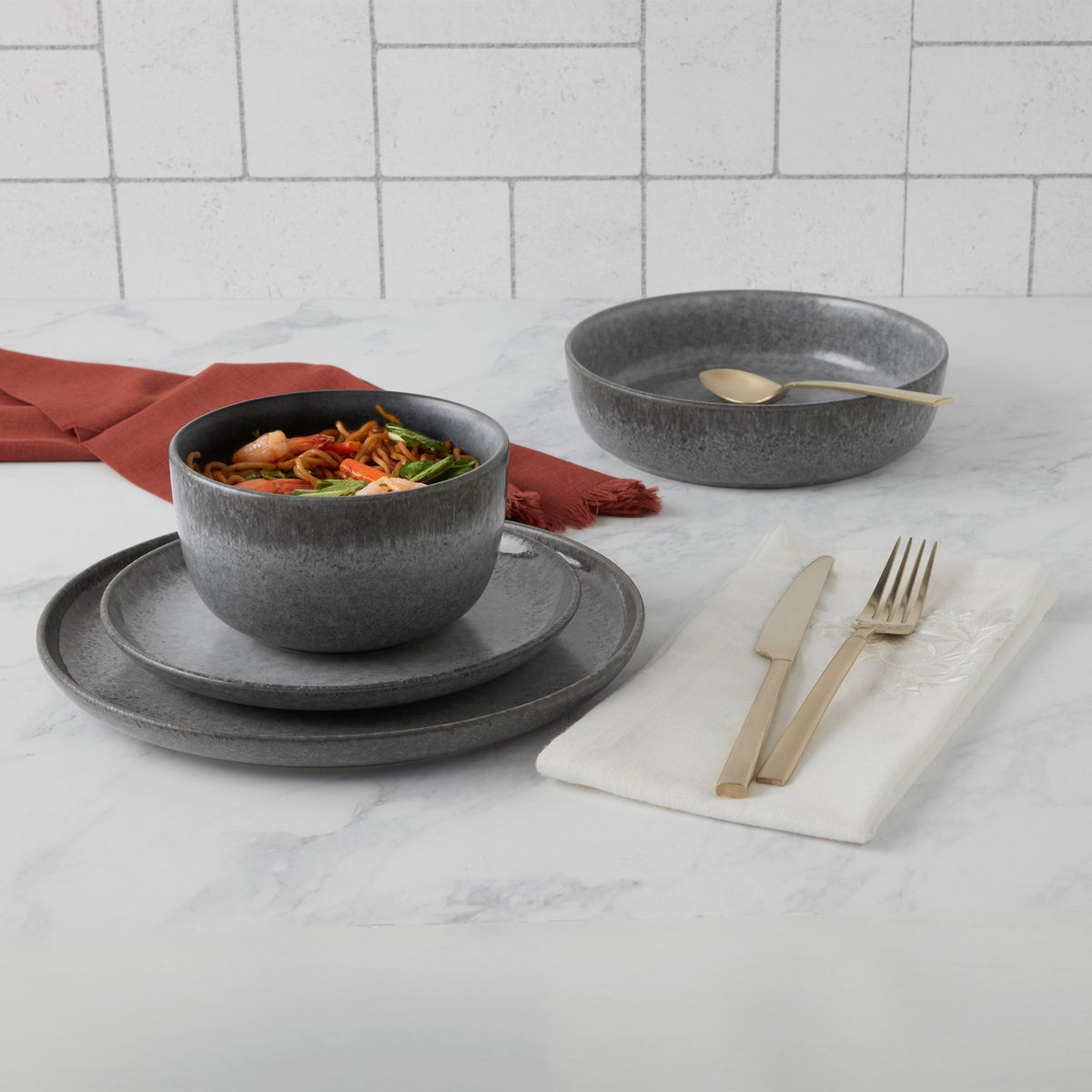Denmark 16-piece Dinnerware Set - Gray