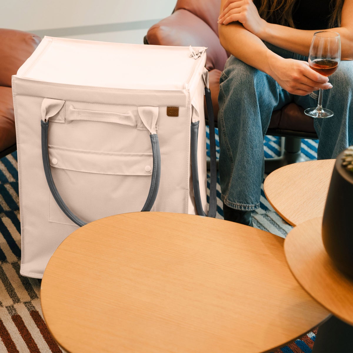 CleverMade Foldable Tote Bag on Wheels - Cream