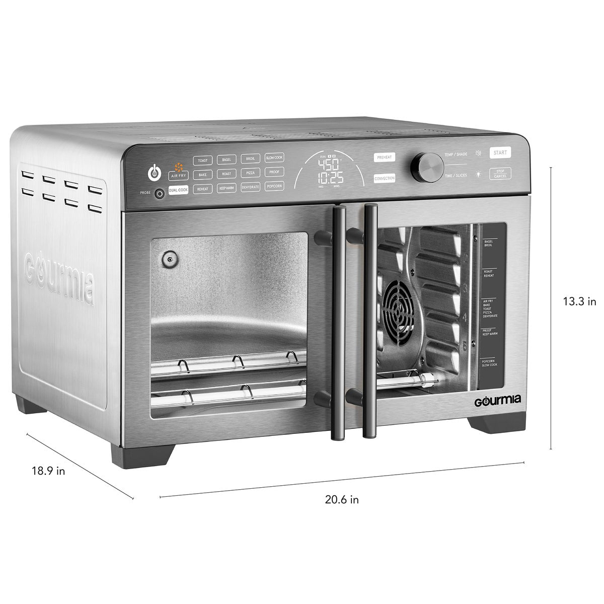 Gourmia XL 13-In-1 French Door Countertop Oven with Air Fry and Temperature Probe