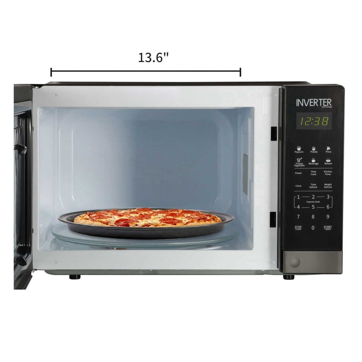 Emerson 1.5 cu. ft., 1100W, Inverter, Touch Control, Stainless Steel, Mirror Finish Countertop Microwave