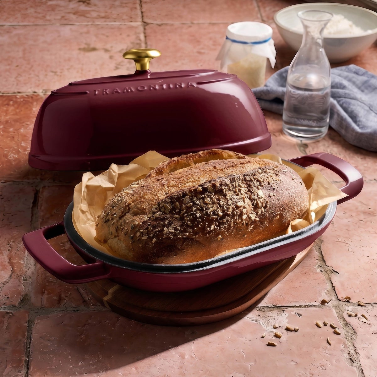 Tramontina Enameled Cast Iron Bread Loaf Oven & Trivet Set