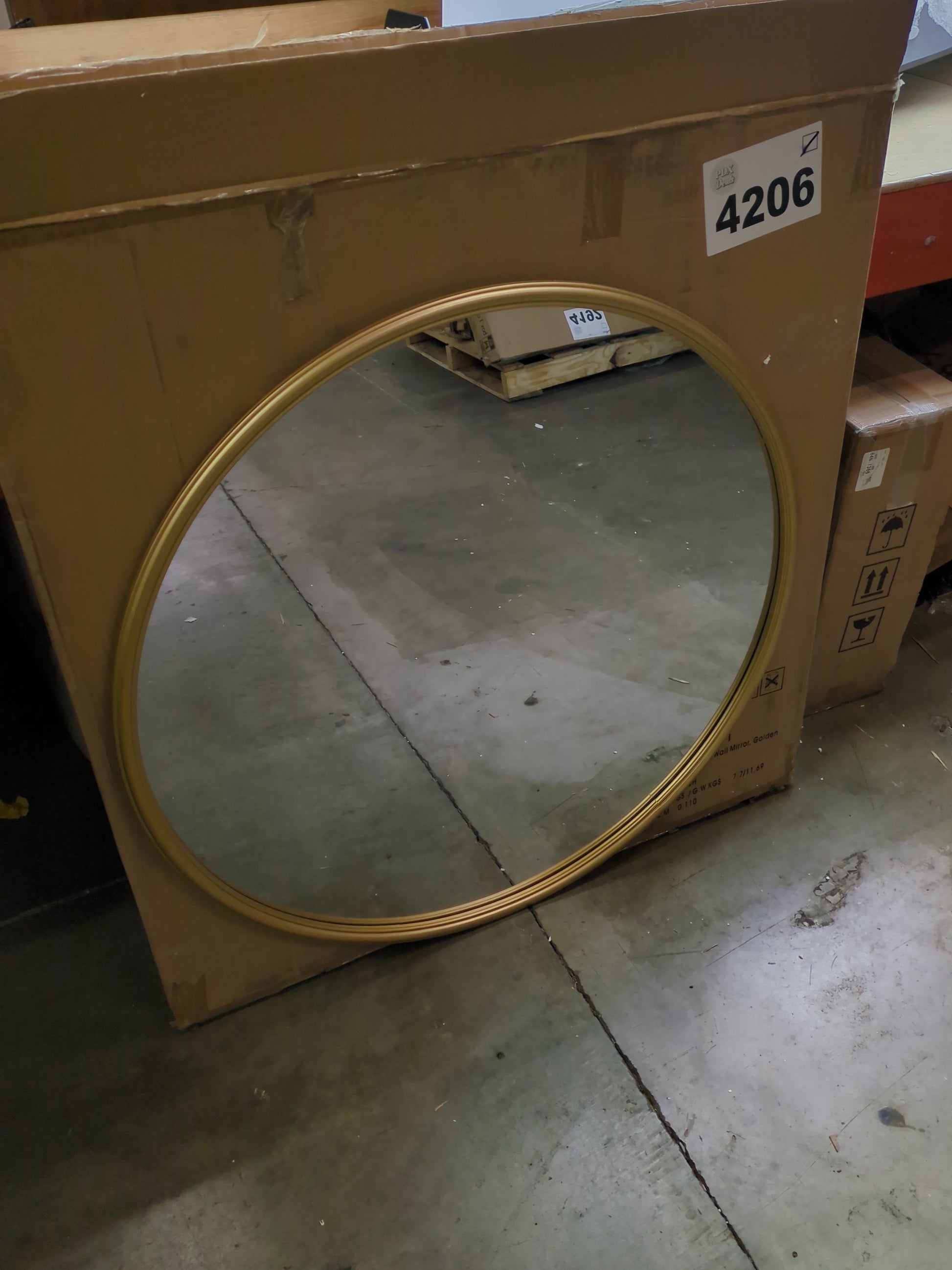 Creative Co-Op Round Metal Wall, Gold Finish Mirror - Retail $148