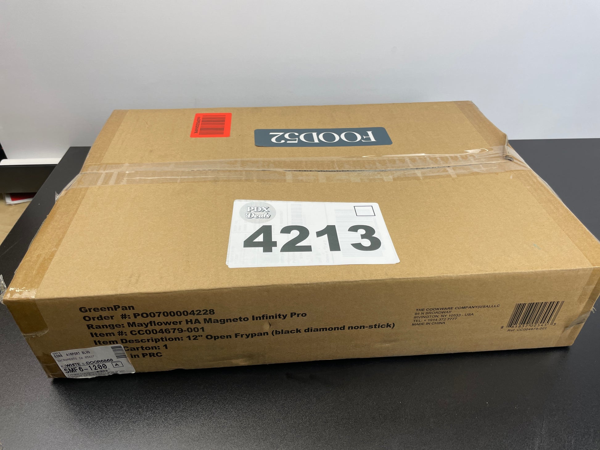 GreenPan Mayflower Pro Hard Anodized Healthy Ceramic Nonstick, 12" Frying Pan Skillet, Vintage Wood Handle, PFAS-Free, Induction, Charcoal Gray - Retail $71