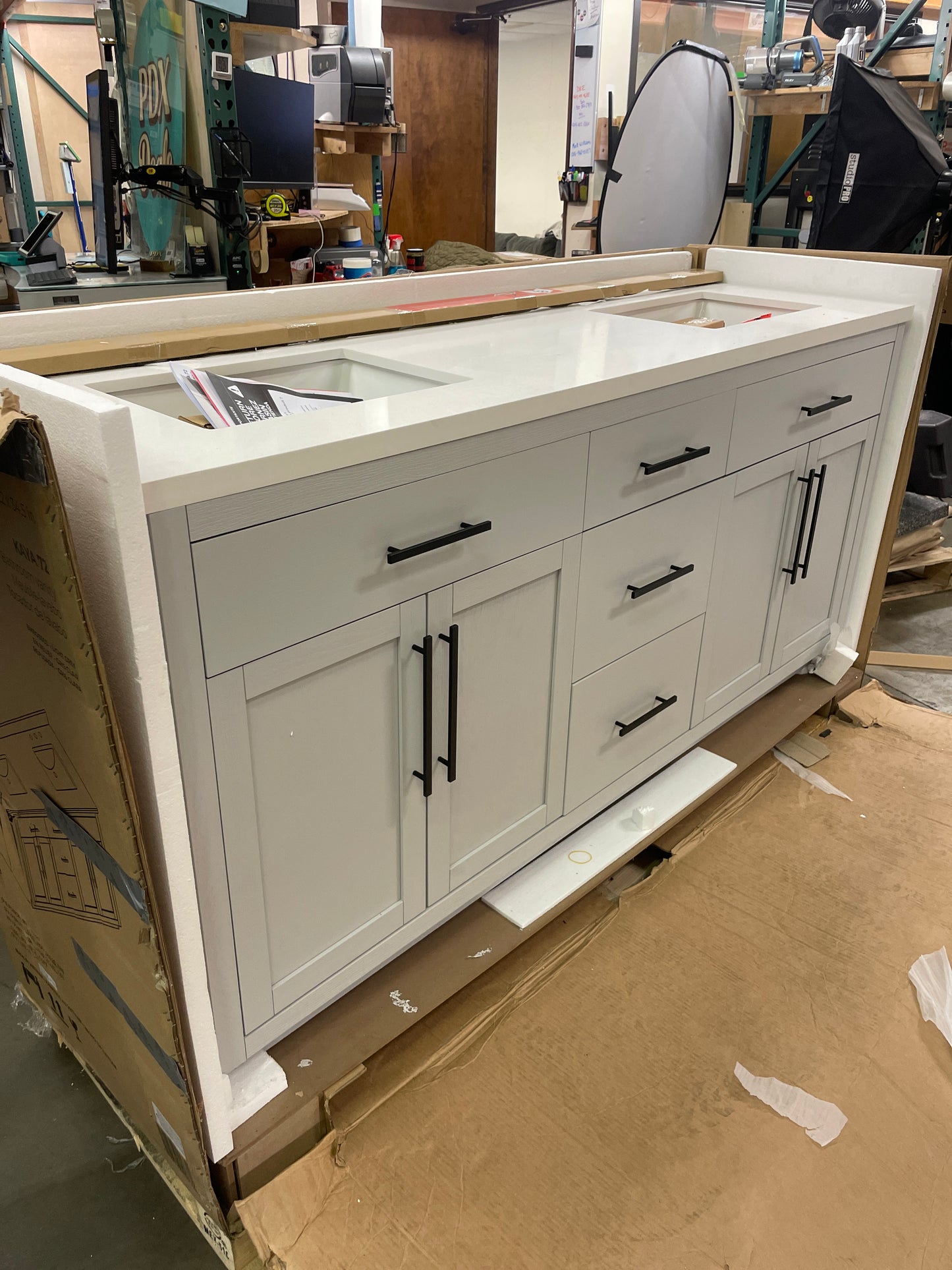 NEW - OVE Decors 72" Kaya Bath Vanity in Gray - Retail $1999