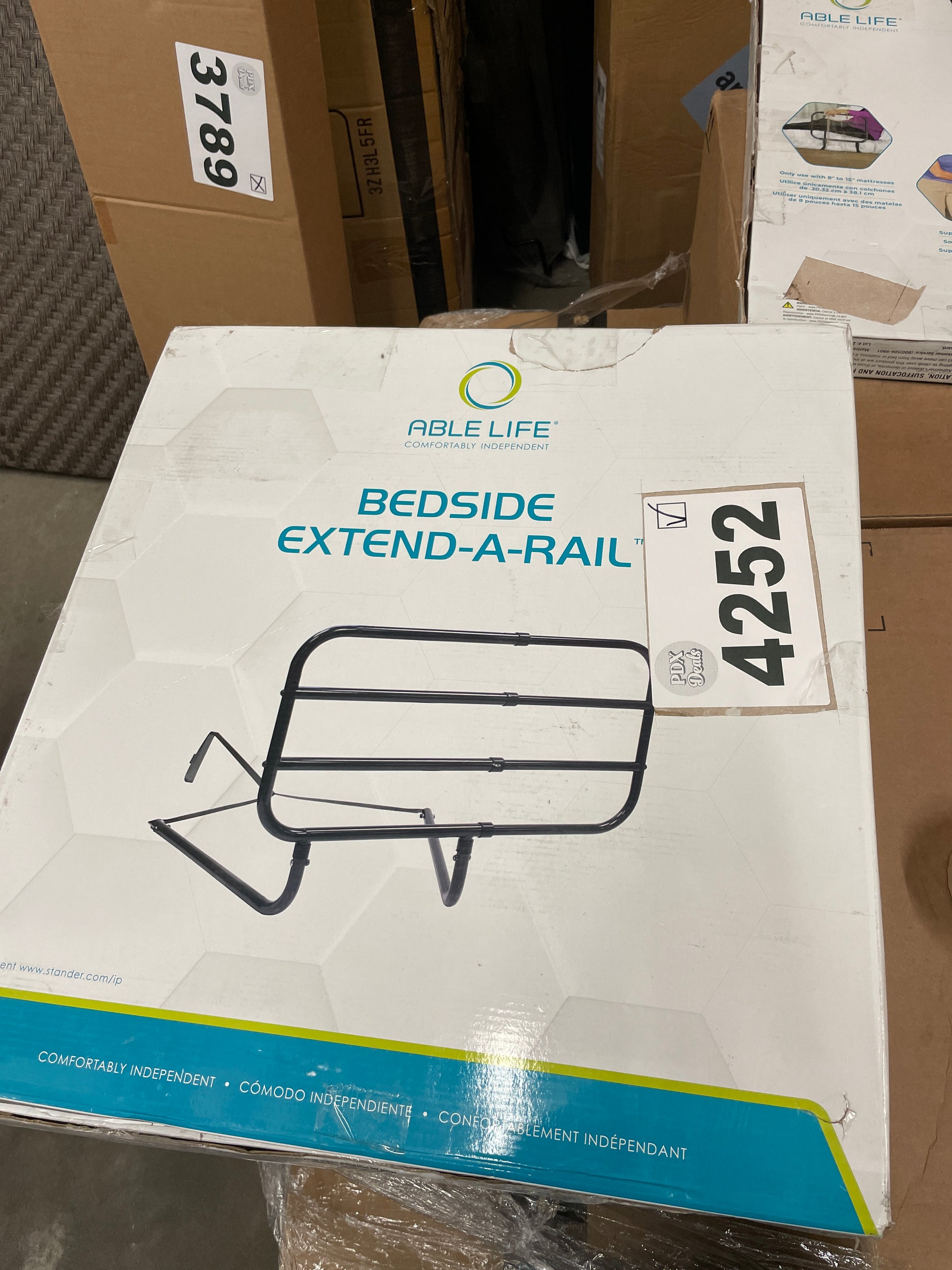 Able Life Bedside Extend-A-Rail, Adjustable Senior Bed Safety Rail and Bedside Standing Assist Grab Bar - Retail $99