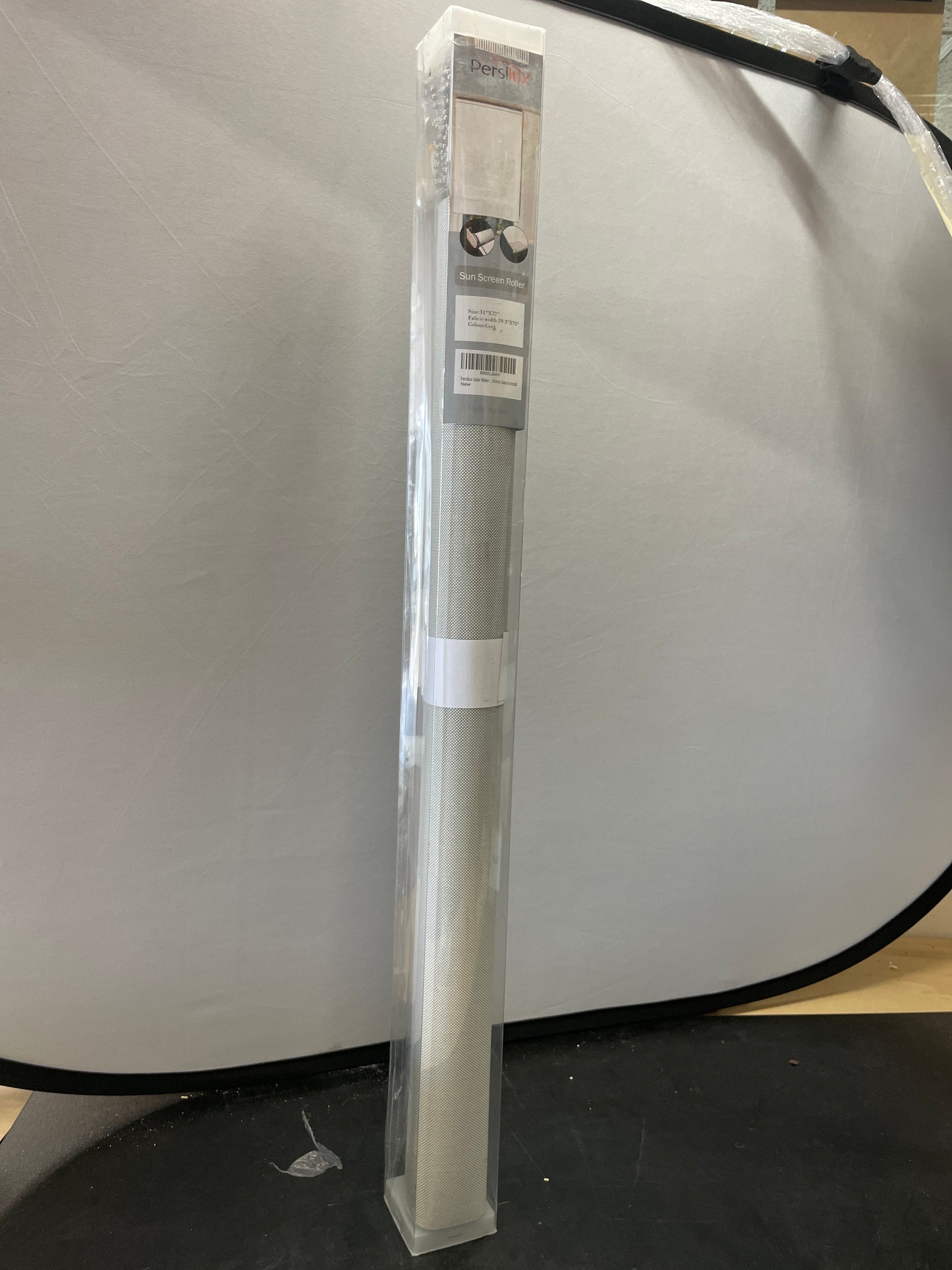 Persilux Solar Roller Shades Blinds for Windows Shades (31" W x 72" H, Grey) Flame Retardant, Light Filtering View Through Sheer Shades for Home, Easy to Install - Retail $0