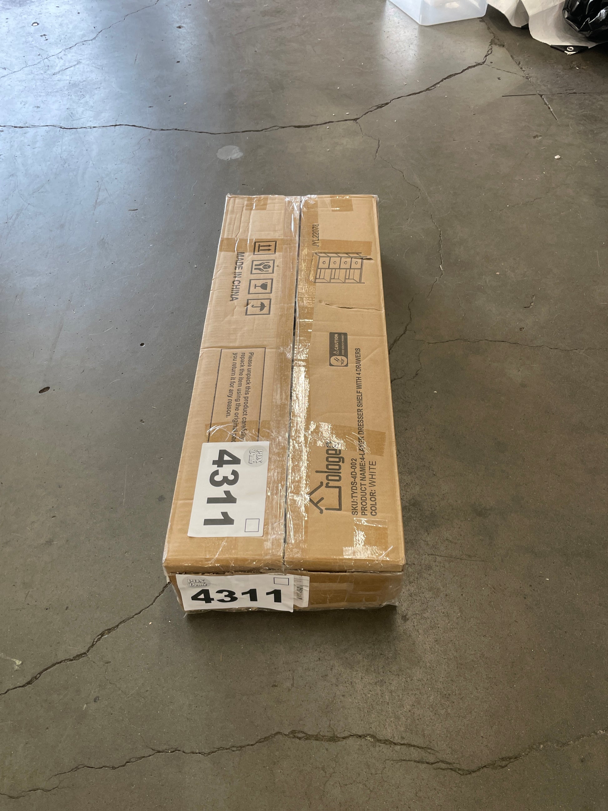 Furologee 4 Drawers Dresser for Bedroom, Small White Dresser with Shelf, Nightstand Side Table for Entryway, Living Room, Lightweight Fabric Storage Drawer Organizer Unit, Wood Top, Metal Frame - Retail $99