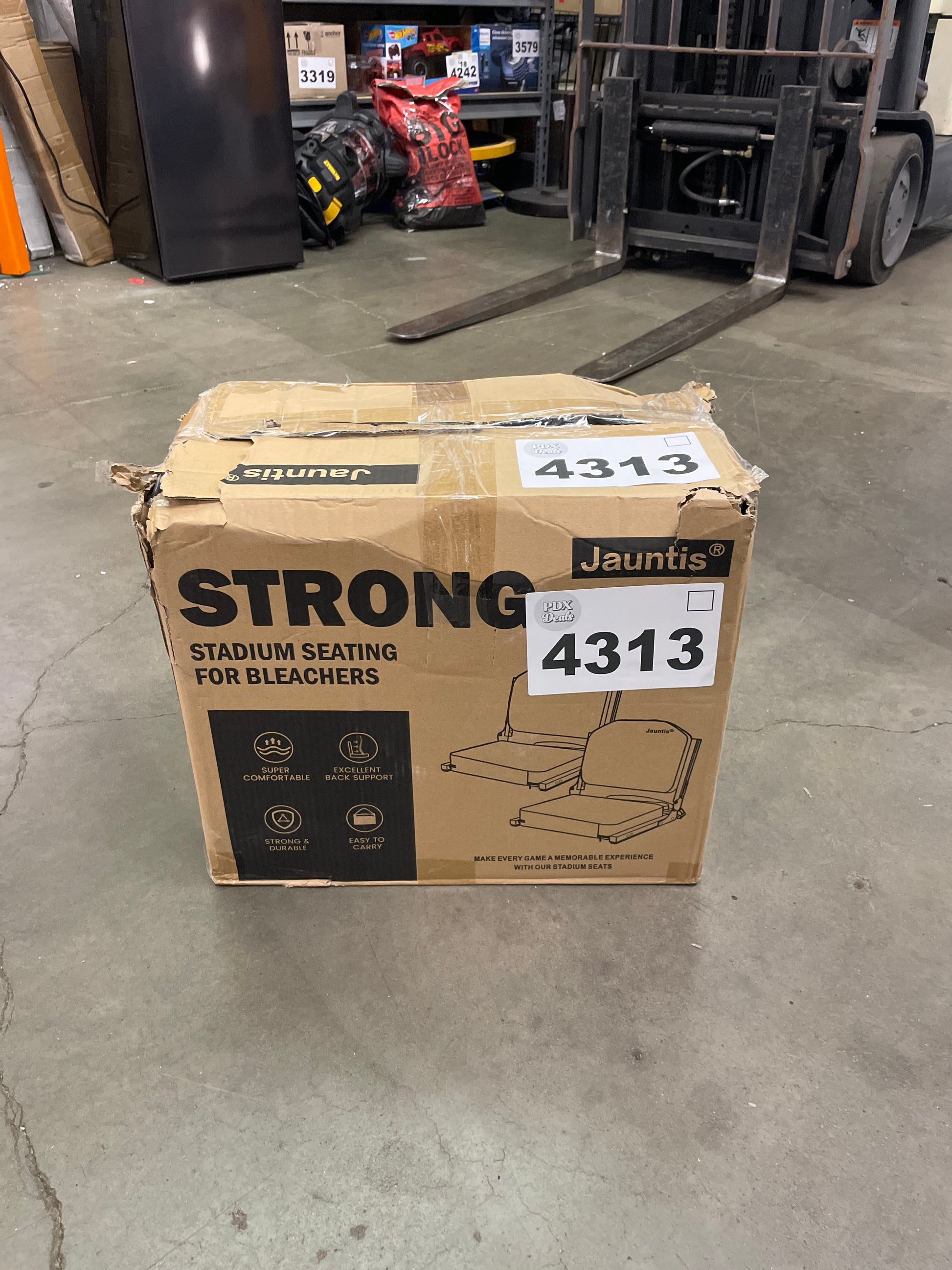 Jauntis Stadium Seats for Bleachers, Bleacher Seats with Ultra Padded Comfy Foam Backs and Cushion, Wide Portable Stadium Chairs with Back Support and Shoulder Strap, 2 Pack, Black - Retail $95