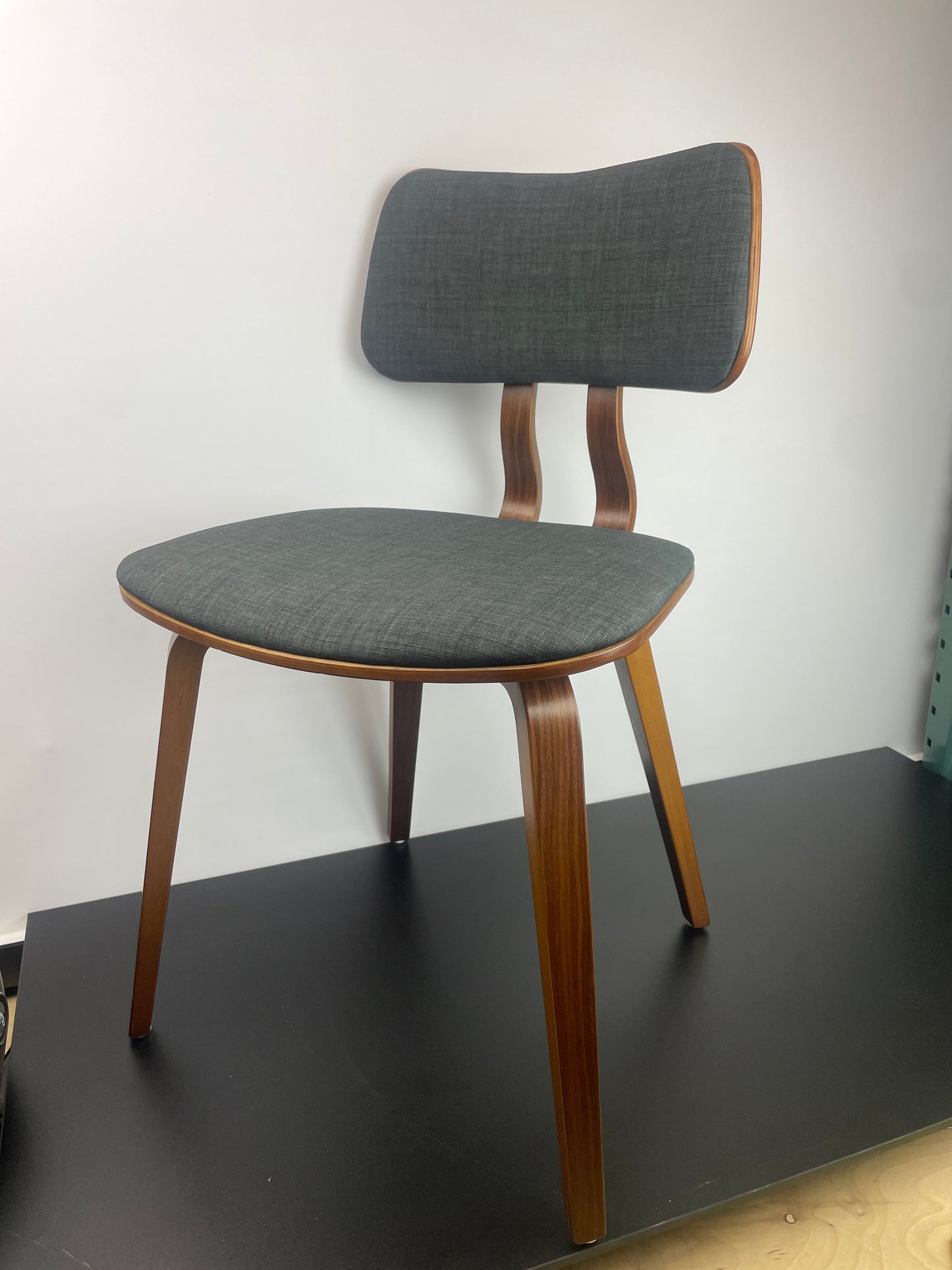 xxxNEW - Armen Living Jaguar Dining Chair in Charcoal Fabric and Walnut Wood Finish,Charcoal/Walnut Finish 20D x 18W x 29H in - Retail $78