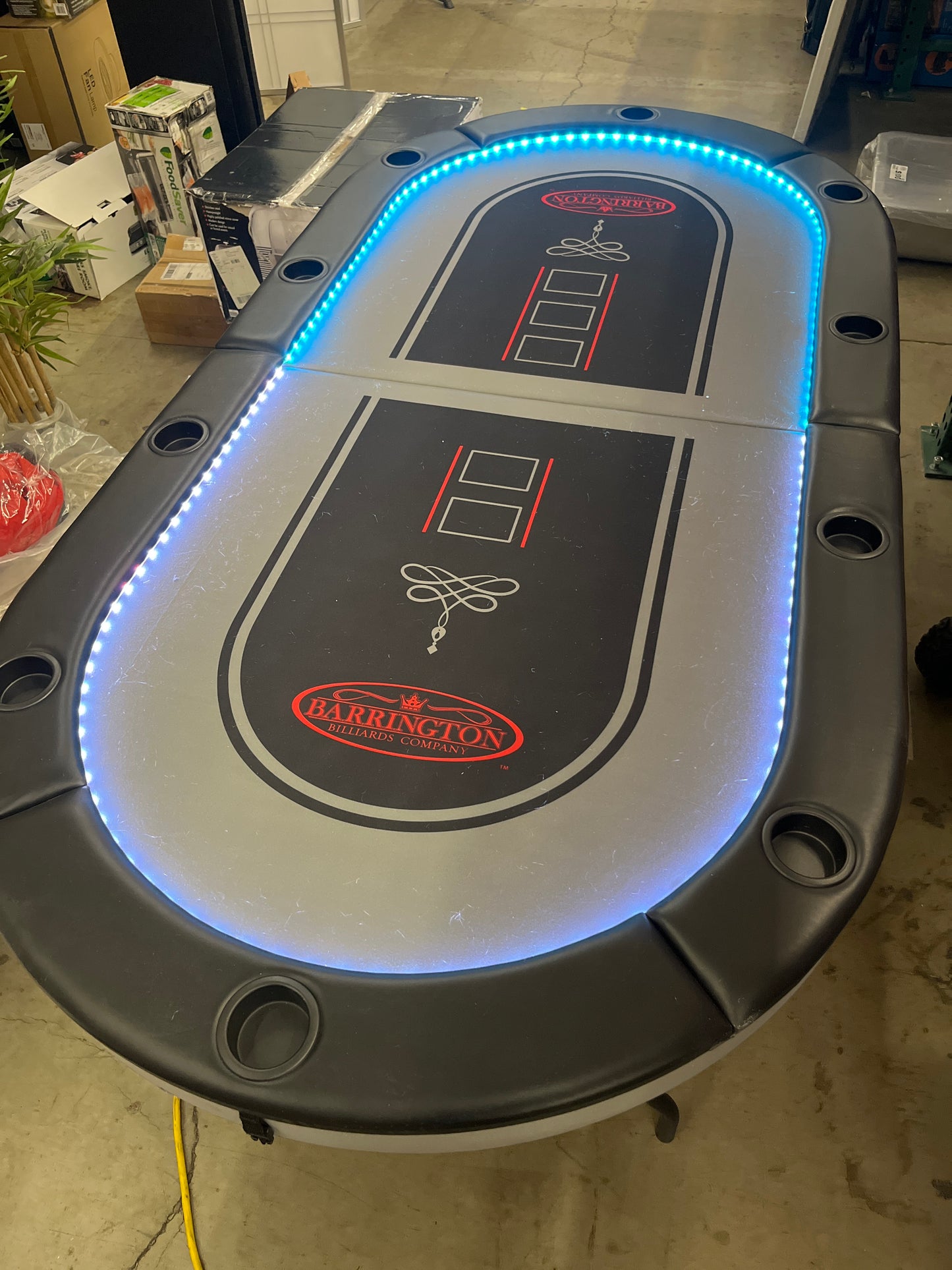 Barrington 10-player Poker Table with LED Lights - Retail $329
