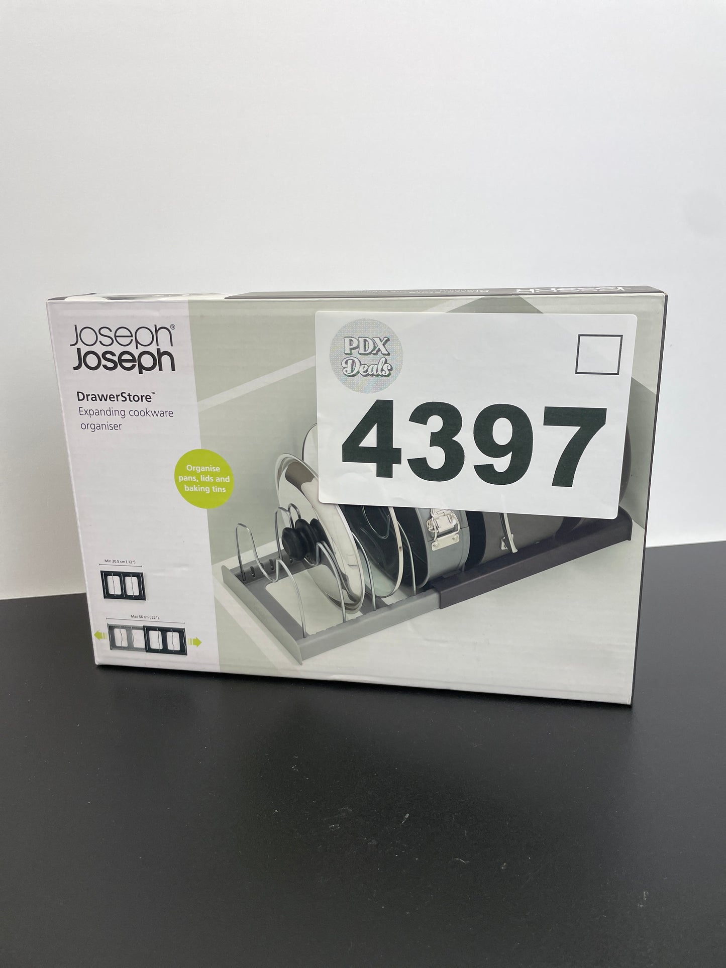 Joseph Joseph DrawerStore Expanding Cookware Organizer, Space saving storage for pan lids, baking trays - Grey - Retail $19