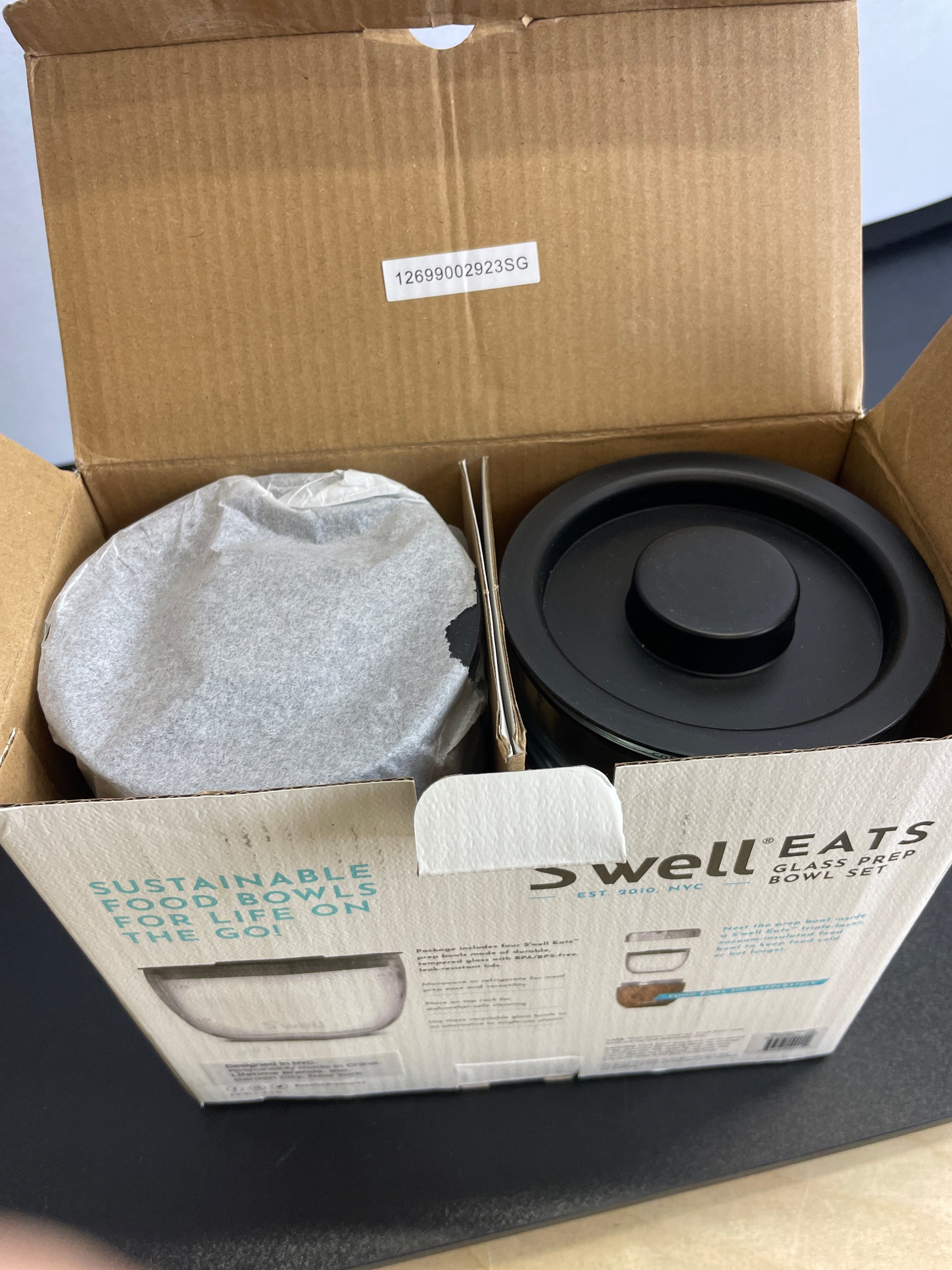 S'well Prep Food Glass Bowls - Set of 4, 12oz - Make Meal Easy and Convenient - Leak-Resistant Pop-Top Lids - Microwavable and Dishwasher-Safe, clear (14212-B20-69900) - Retail $28