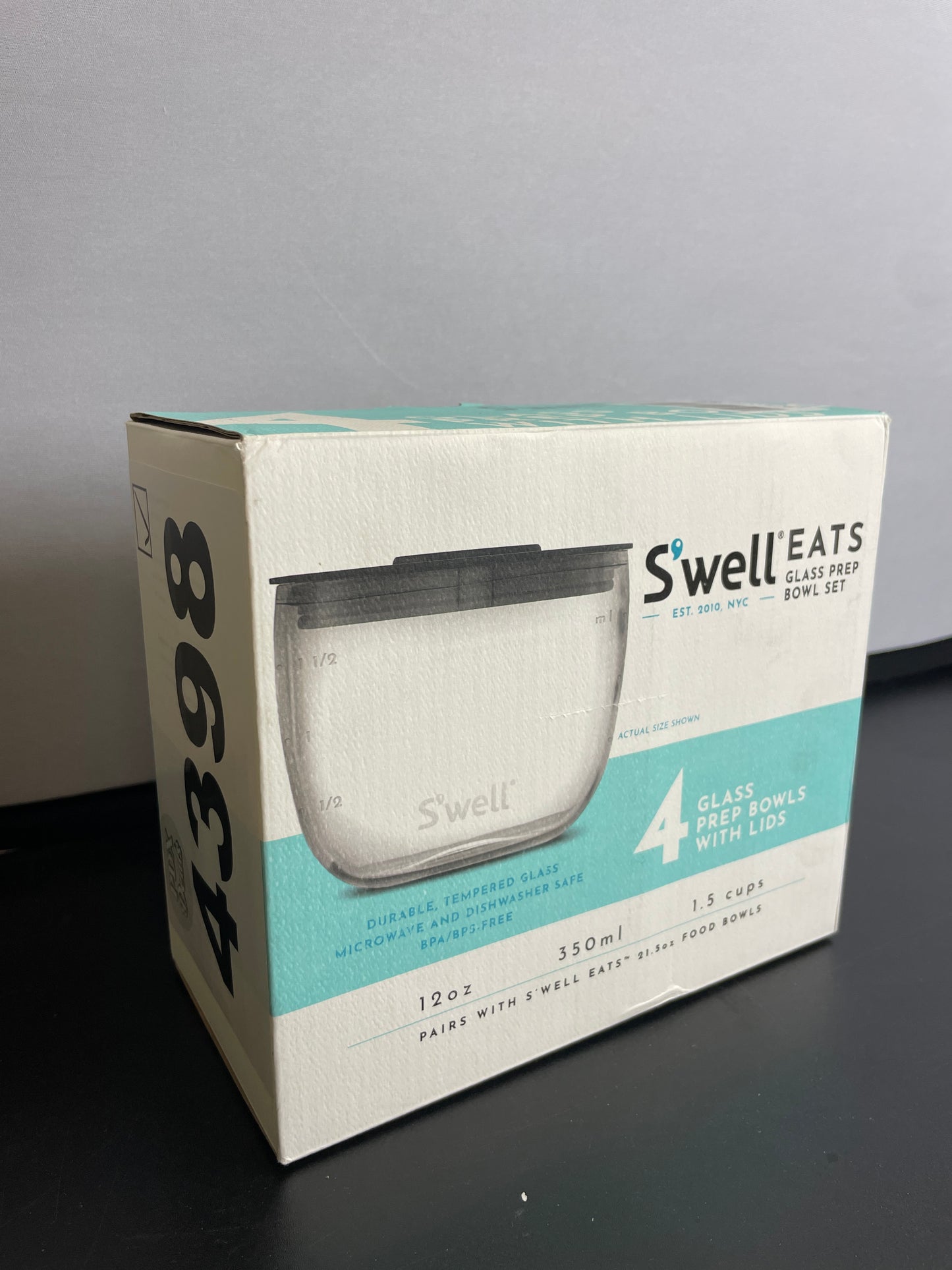 S'well Prep Food Glass Bowls - Set of 4, 12oz - Make Meal Easy and Convenient - Leak-Resistant Pop-Top Lids - Microwavable and Dishwasher-Safe, clear (14212-B20-69900) - Retail $28