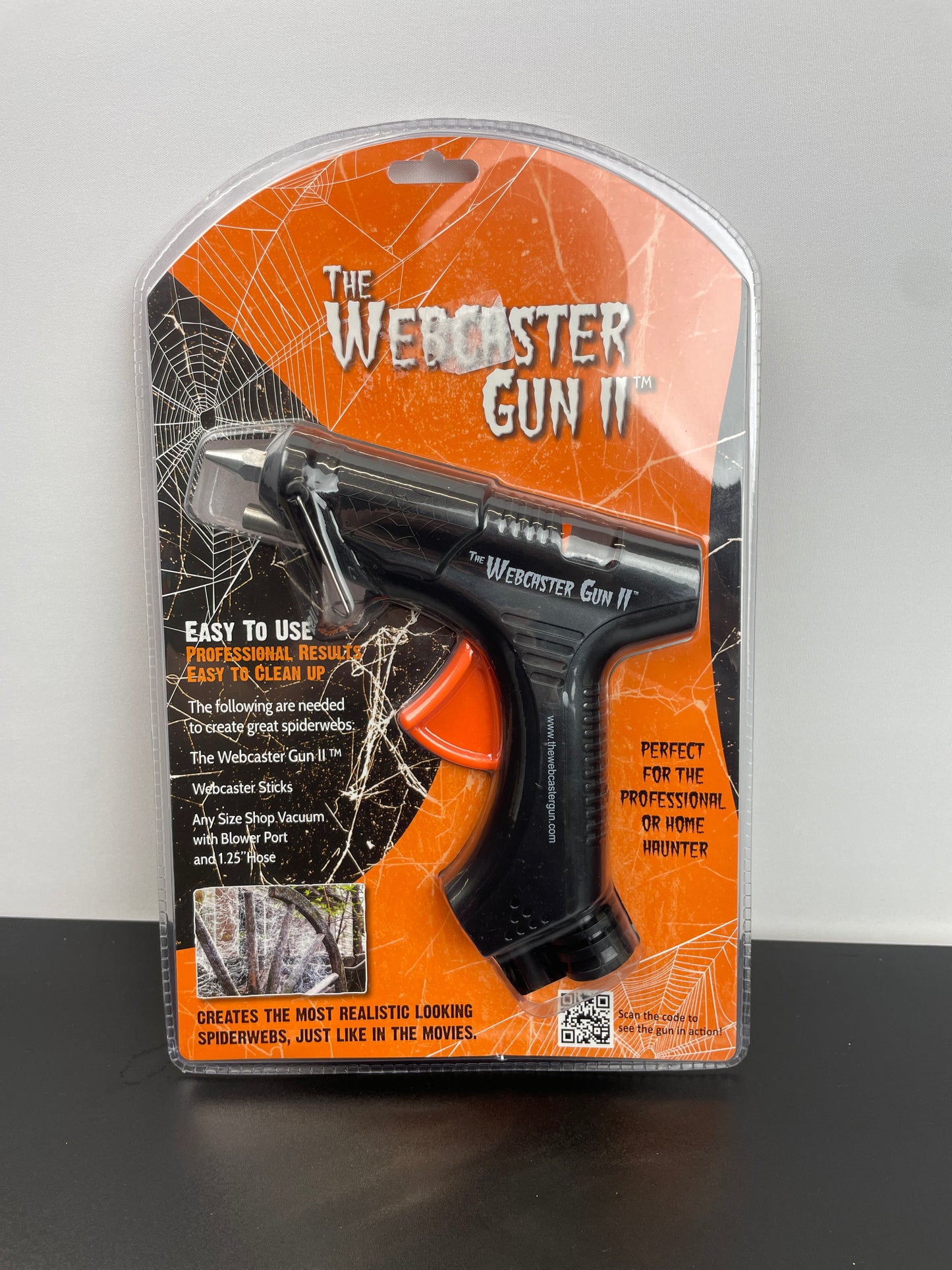 The Webcaster Gun II - Halloween Cobwebbing Gun Utilizes Shop Vacuum Blower Port - Retail $48
