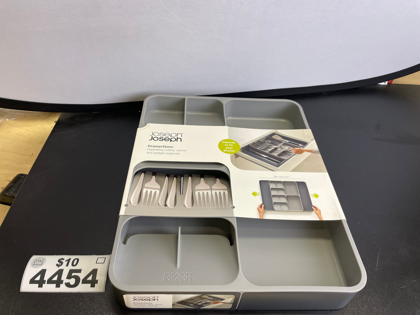 Joseph Joseph DrawerStore Kitchen Drawer Organizer Tray for Silverware Cutlery Utensils and Gadgets, Expandable, Gray - Retail $18