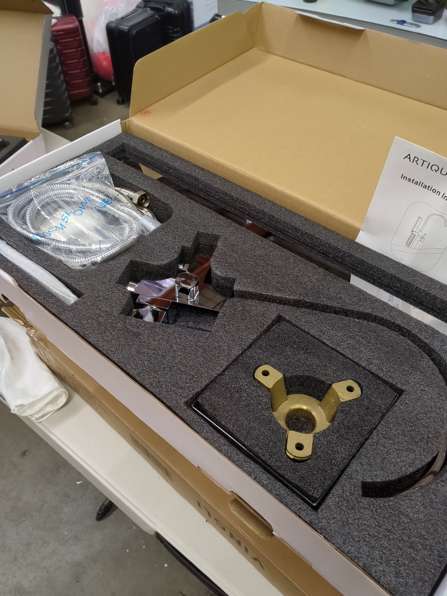 Artiqua Freestanding Tub Filler Bathtub Faucet Chrome Floor Mounted Faucets with Hand Shower - Retail $499