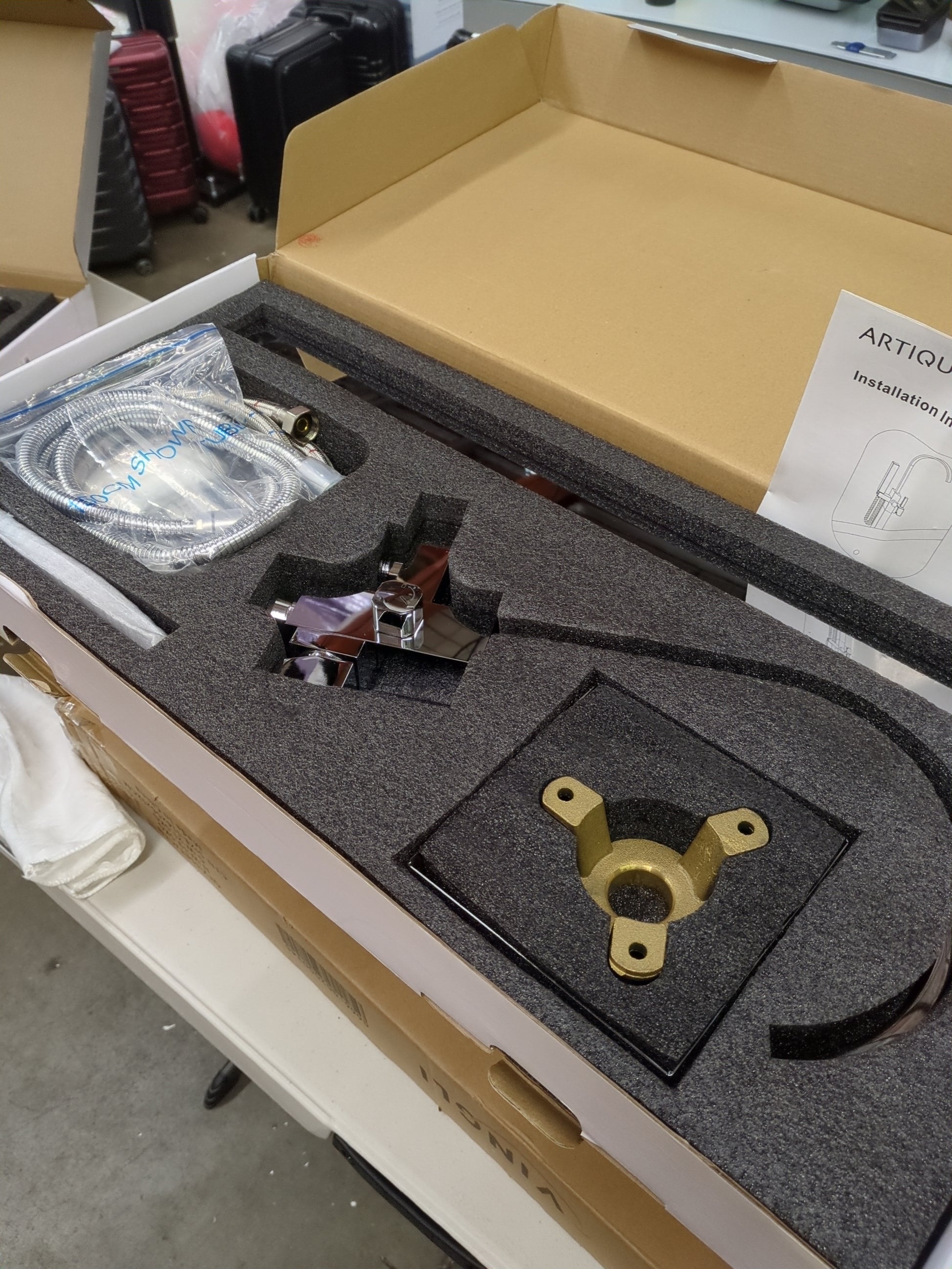 Artiqua Freestanding Tub Filler Bathtub Faucet Chrome Floor Mounted Faucets with Hand Shower - Retail $499