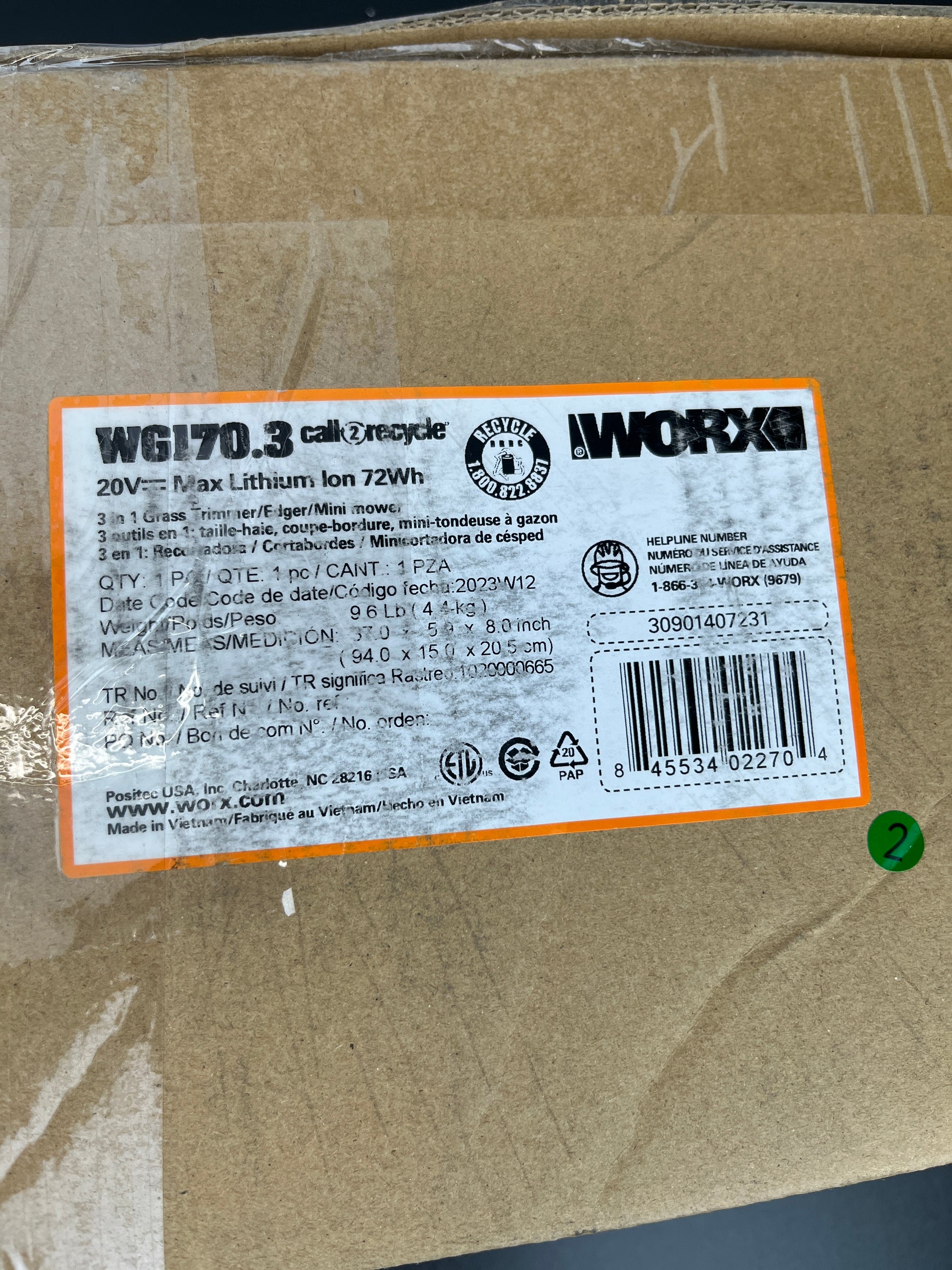 Worx GT Revolution 20V 12" String Trimmer Grass Trimmer/Edger/Mini-Mower, WG170.3 - Retail $121