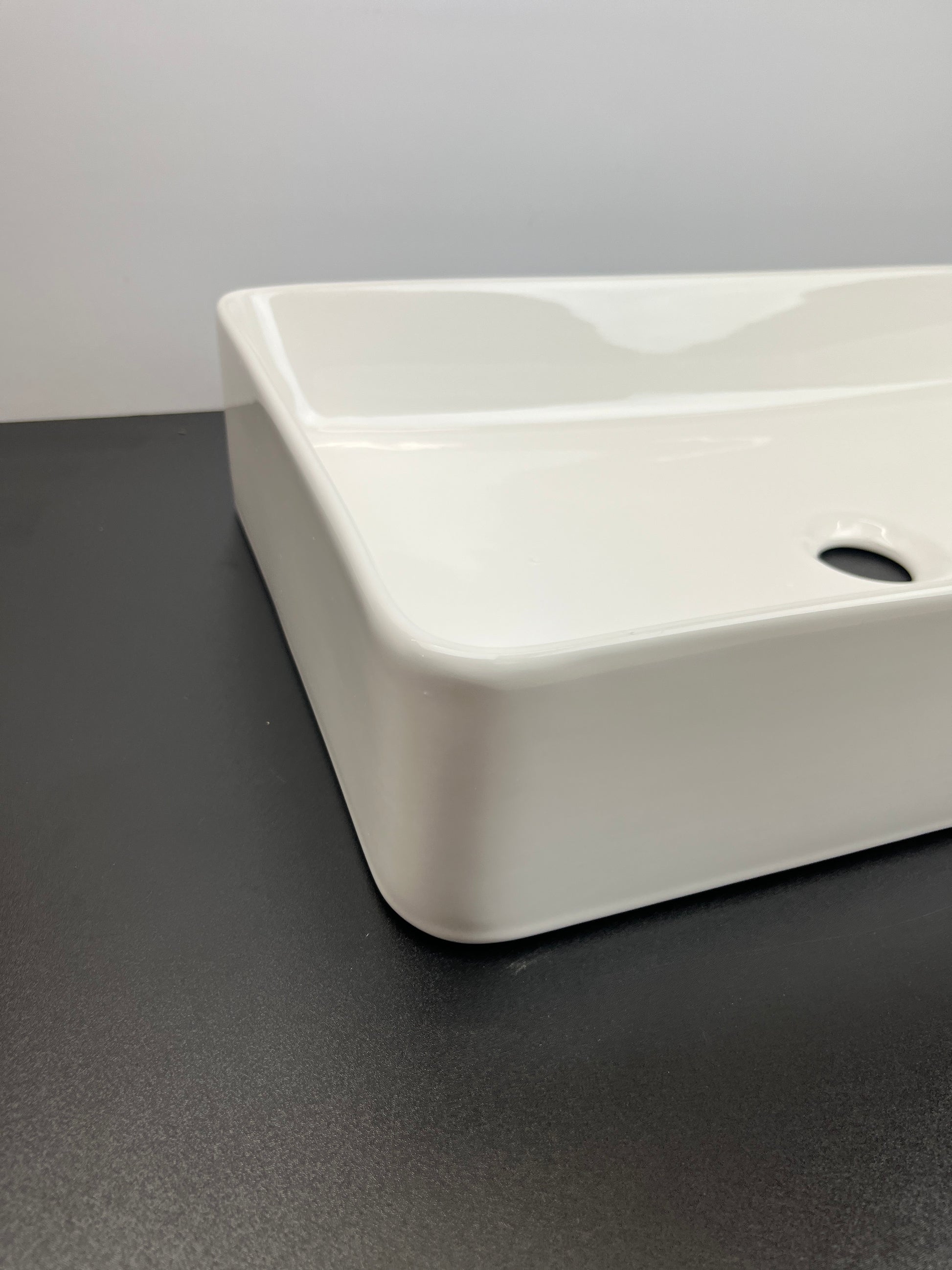 Neaylfe Rectangle Bathroom Vessel Sink, 16"X12" White Bathroom Sink Above Counter, Porcelain Ceramic Lavatory Vanity Sink Art Basin - Retail $99