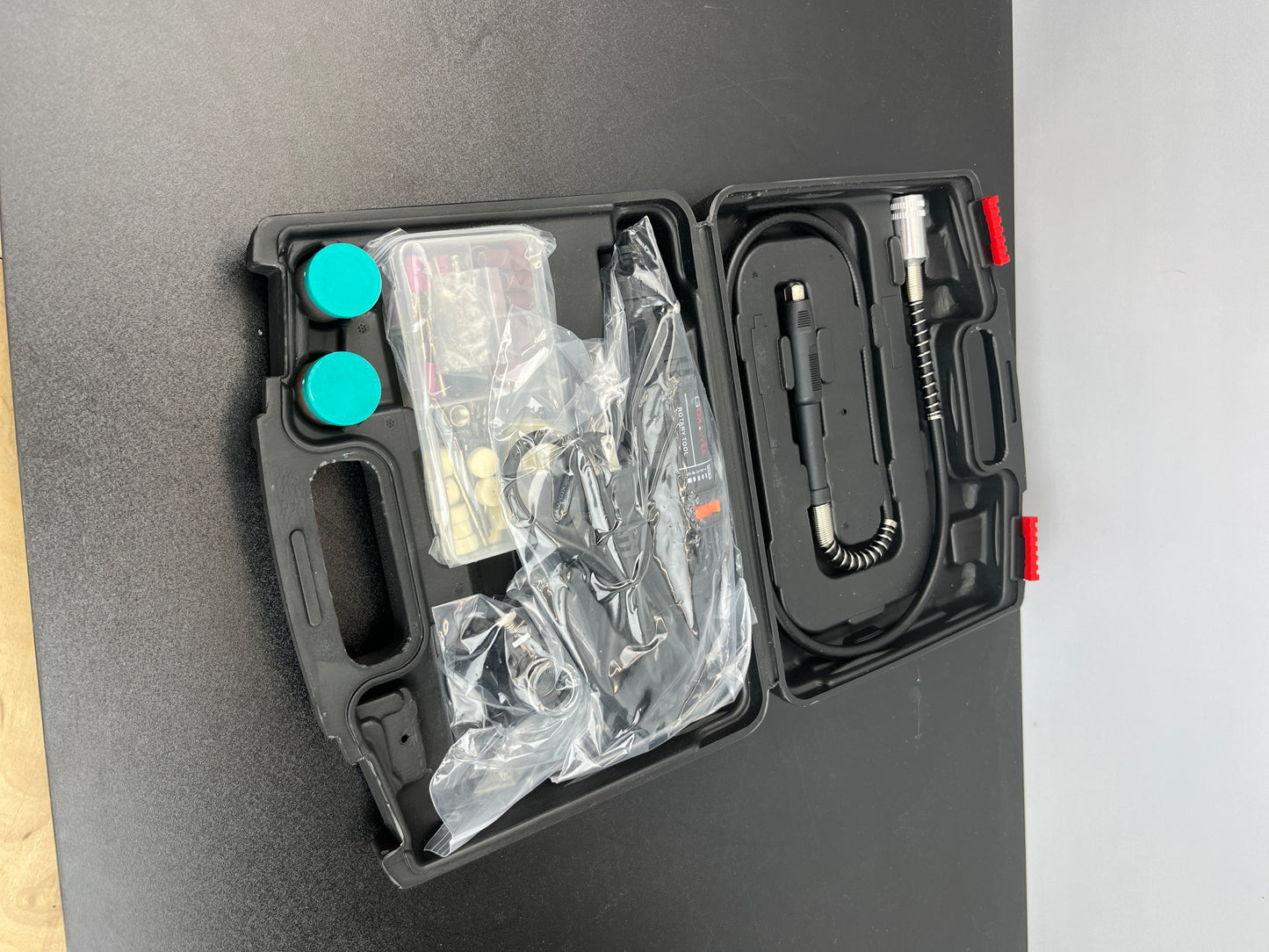 GOXAWEE Rotary Tool Kit with MultiPro Keyless Chuck and Flex Shaft -140pcs Accessories Variable Speed Electric Drill Set for Handmade Crafting Projects and DIY Creations - Retail $59