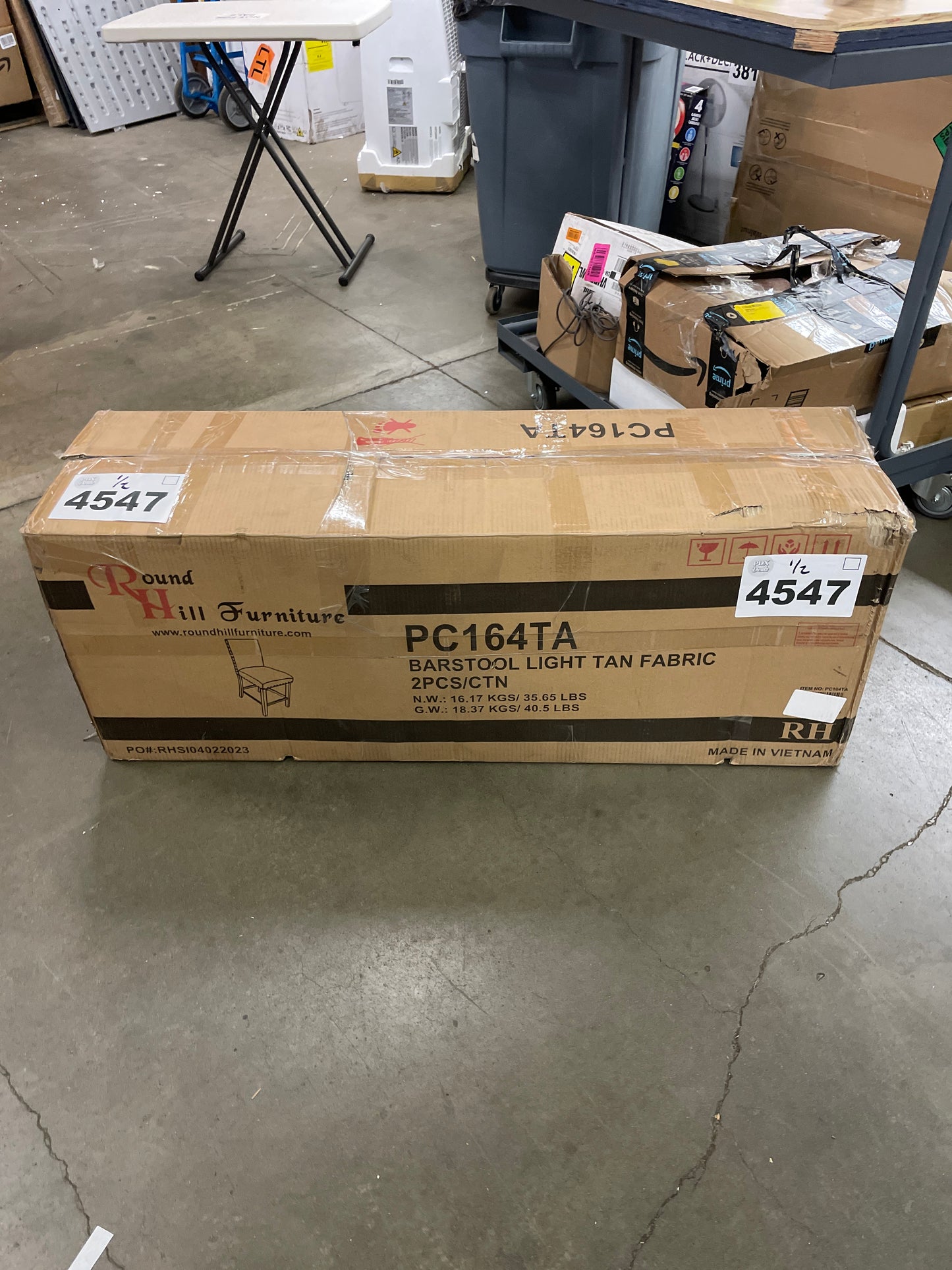 NEW - Roundhill Furniture Biony 3 Piece Set - 36" Round Espresso Bar Table with Nail Head Stools, Tan - Retail $294