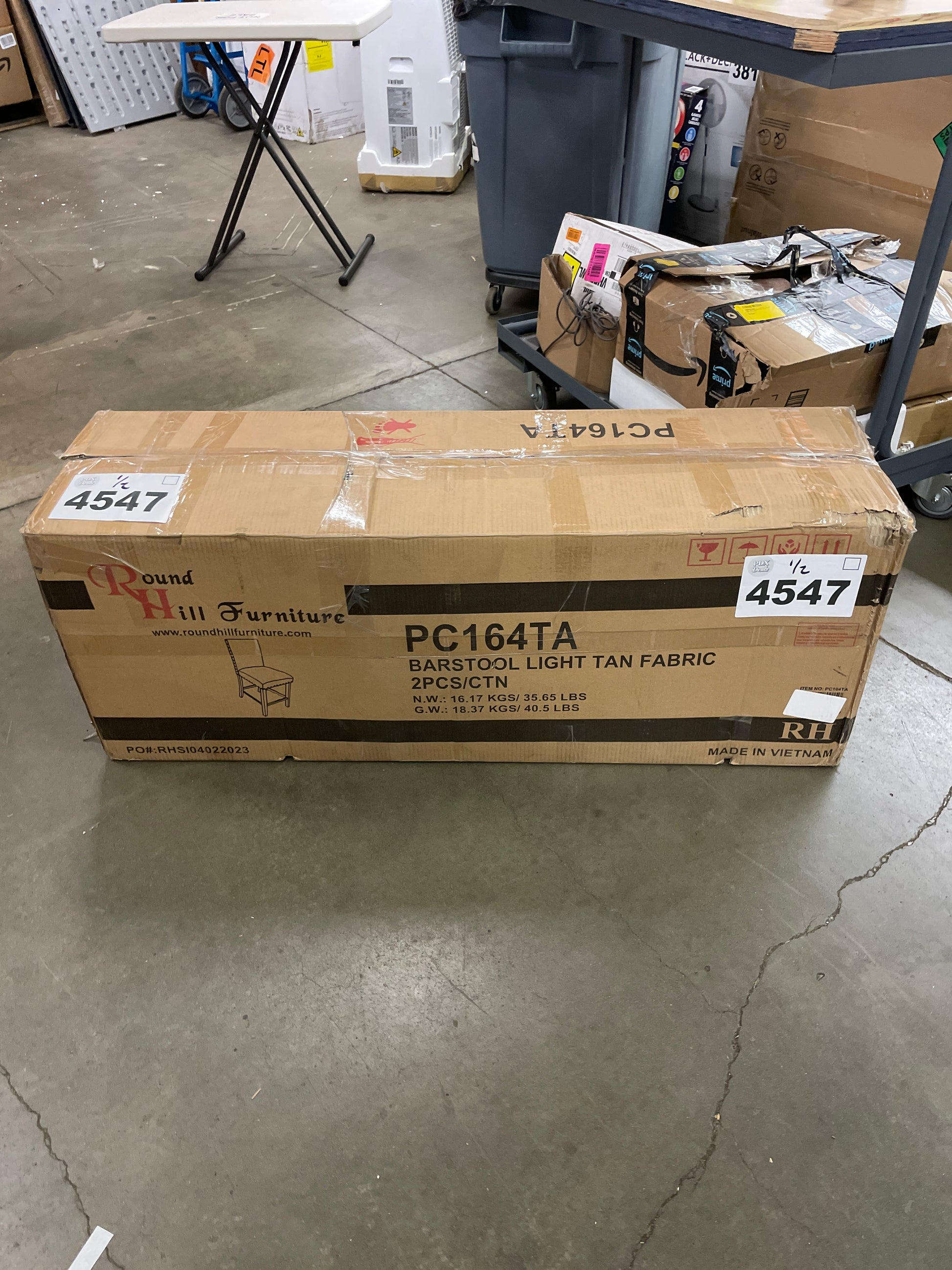 NEW - Roundhill Furniture Biony 3 Piece Set - 36" Round Espresso Bar Table with Nail Head Stools, Tan - Retail $294