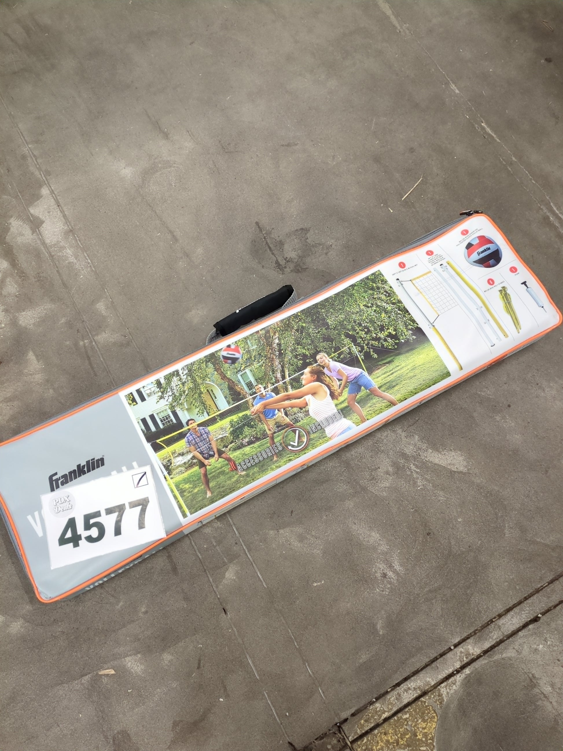 Franklin Sports Volleyball Net Set with Volleyball, Portable Net & Ground Stakes - Beach or Backyard Volleyball - Family - Retail $44