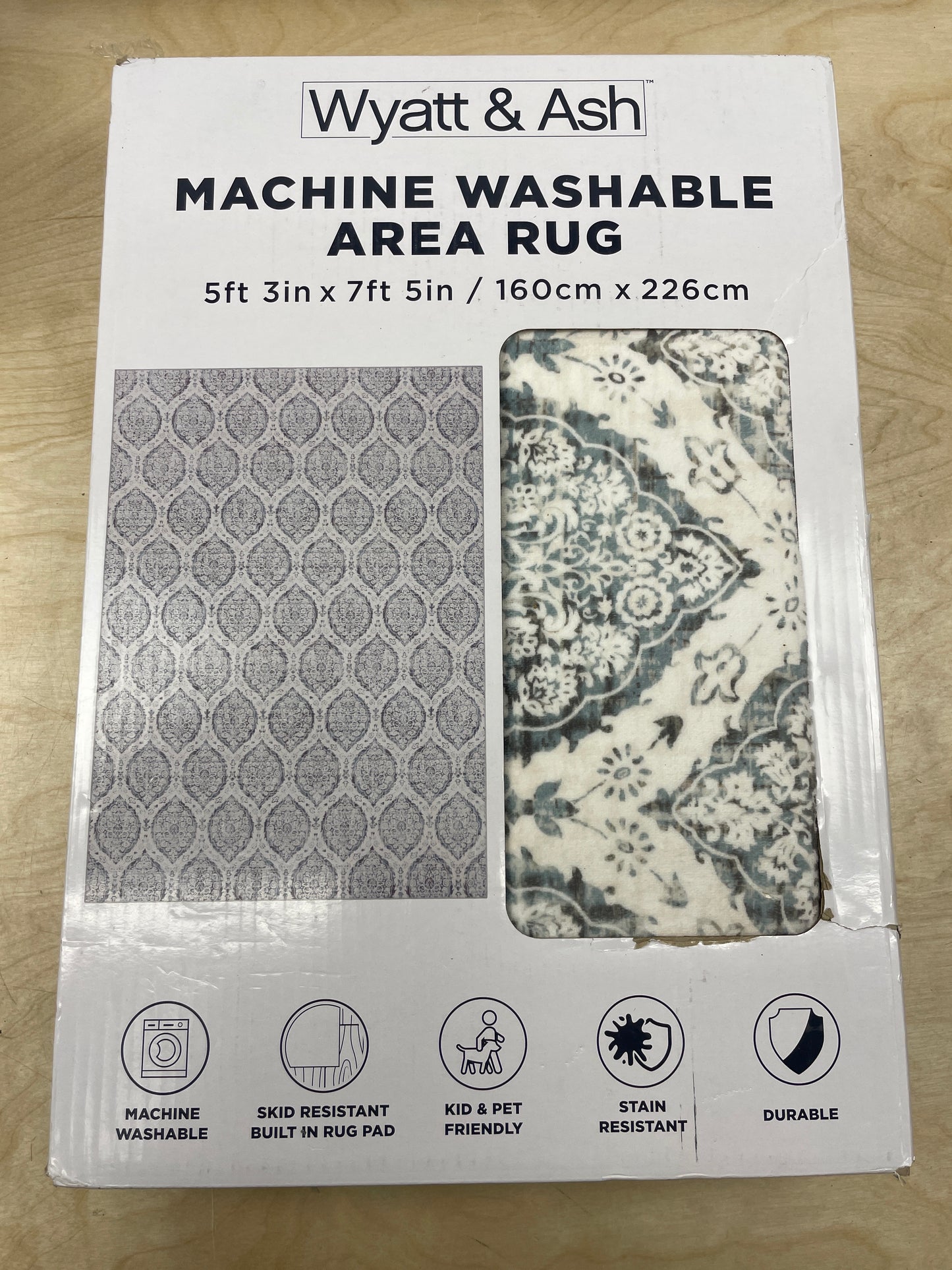 Wyatt & Ash Washable Indoor Area Rug, Alisha 5'3” x 7'5” - Retail $50