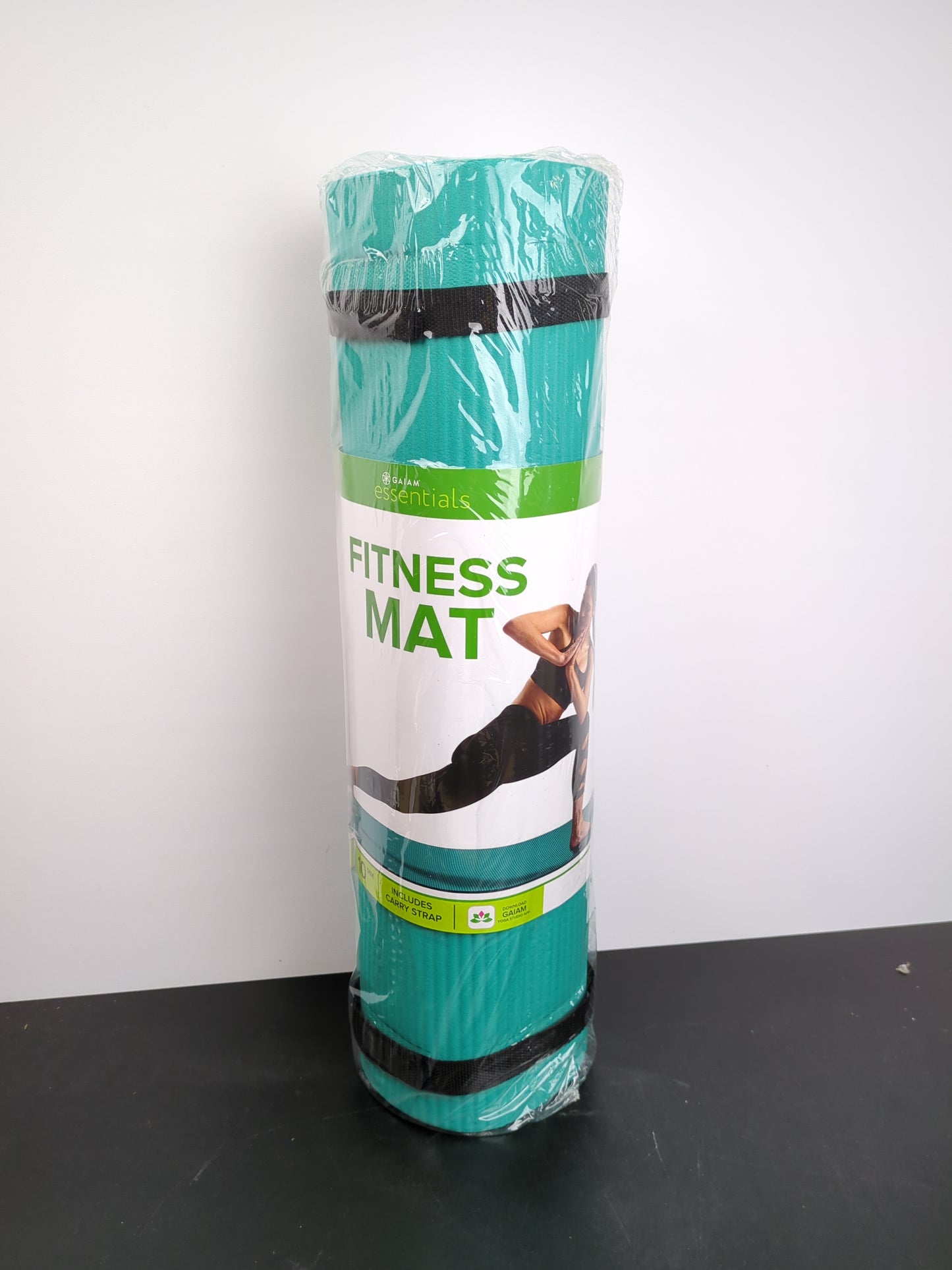 Gaiam Essentials Thick Yoga Mat Fitness & Exercise Mat With Easy-Cinch Carrier Strap, Teal, 72"L X 24"W X 2/5 Inch Thick - Retail $21
