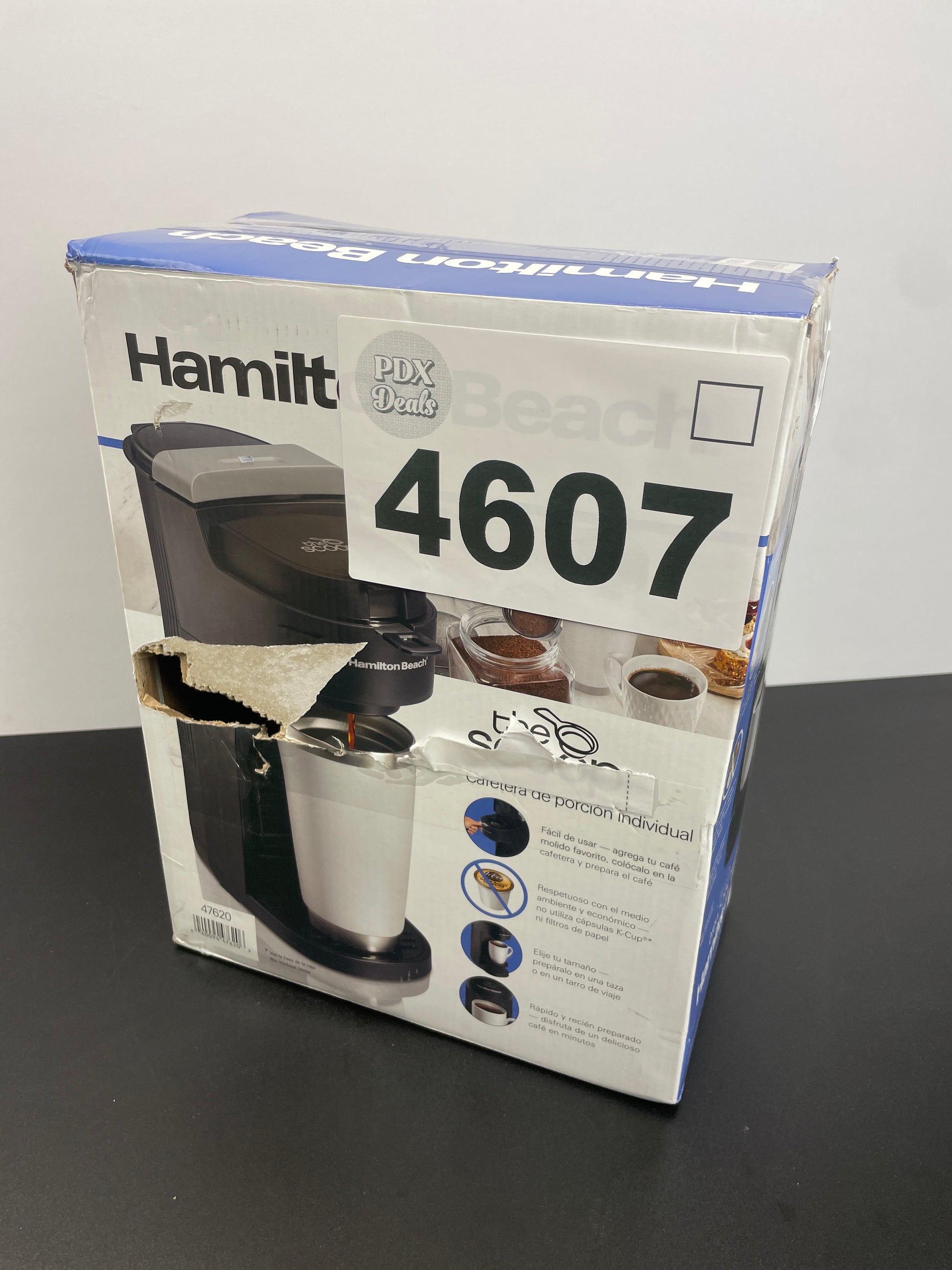 Hamilton Beach The Scoop Single Serve Coffee Maker & Fast Grounds Brewer for 8-14oz. Cups, Brews in Minutes, Black (47620), Next Gen - Retail $39