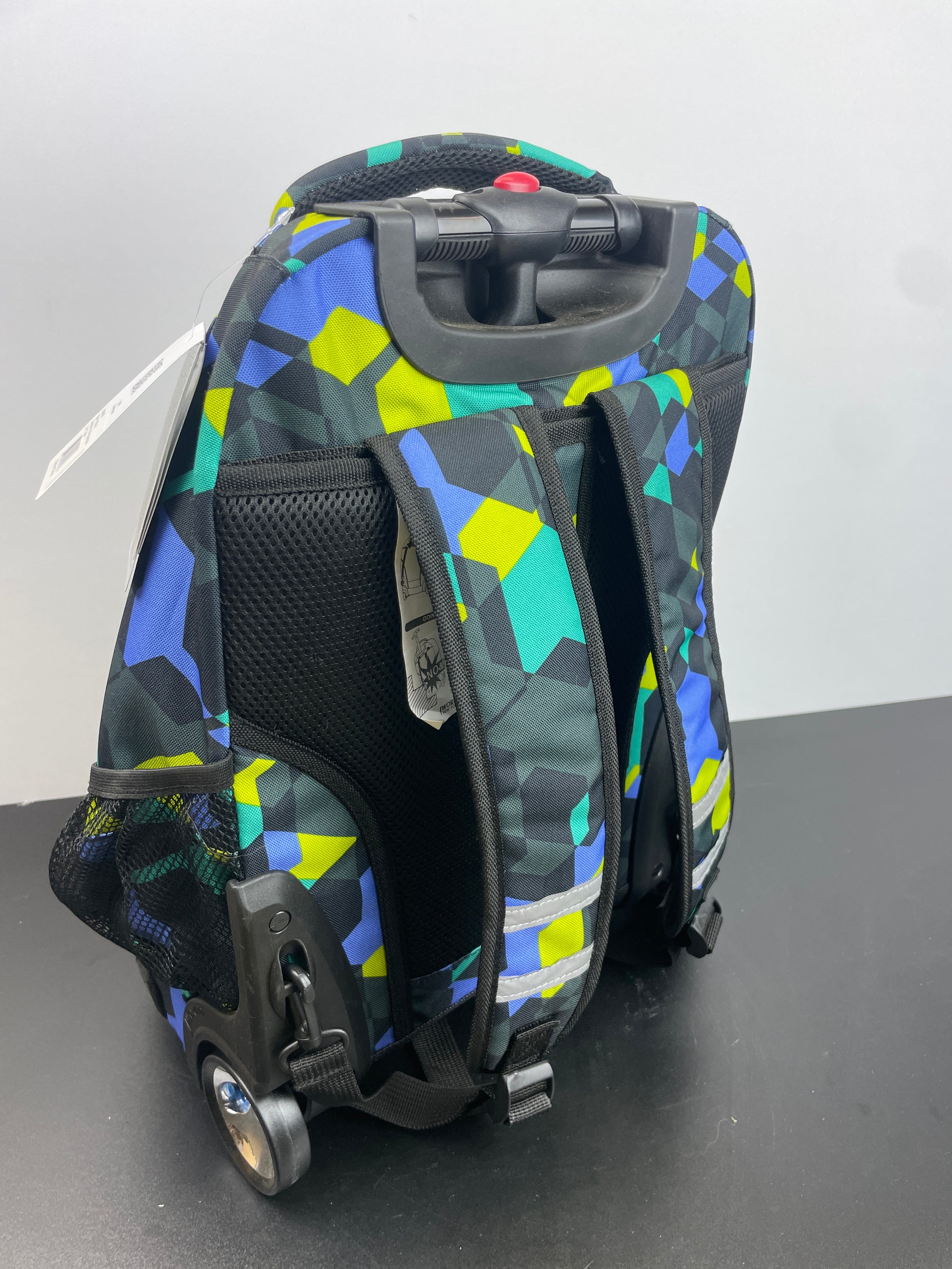 J World New York Sunrise Kids Rolling Backpack for Girls Boys Teen. Roller Bookbag with Wheels, Cubes, 18" - Retail $56