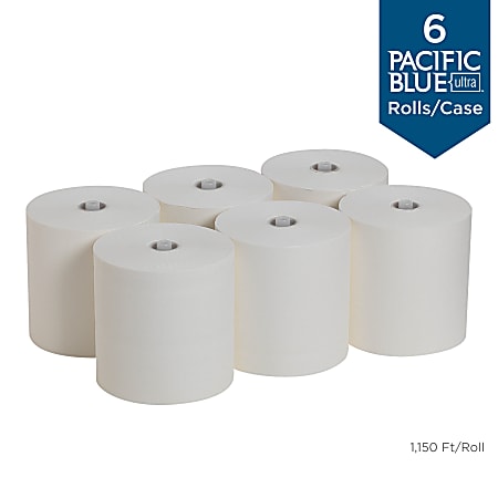 Pacific Blue Ultra® by GP PRO 26490, 1-Ply, 7.87" x 1150', 40% Recycled, White, 6 Rolls per Case