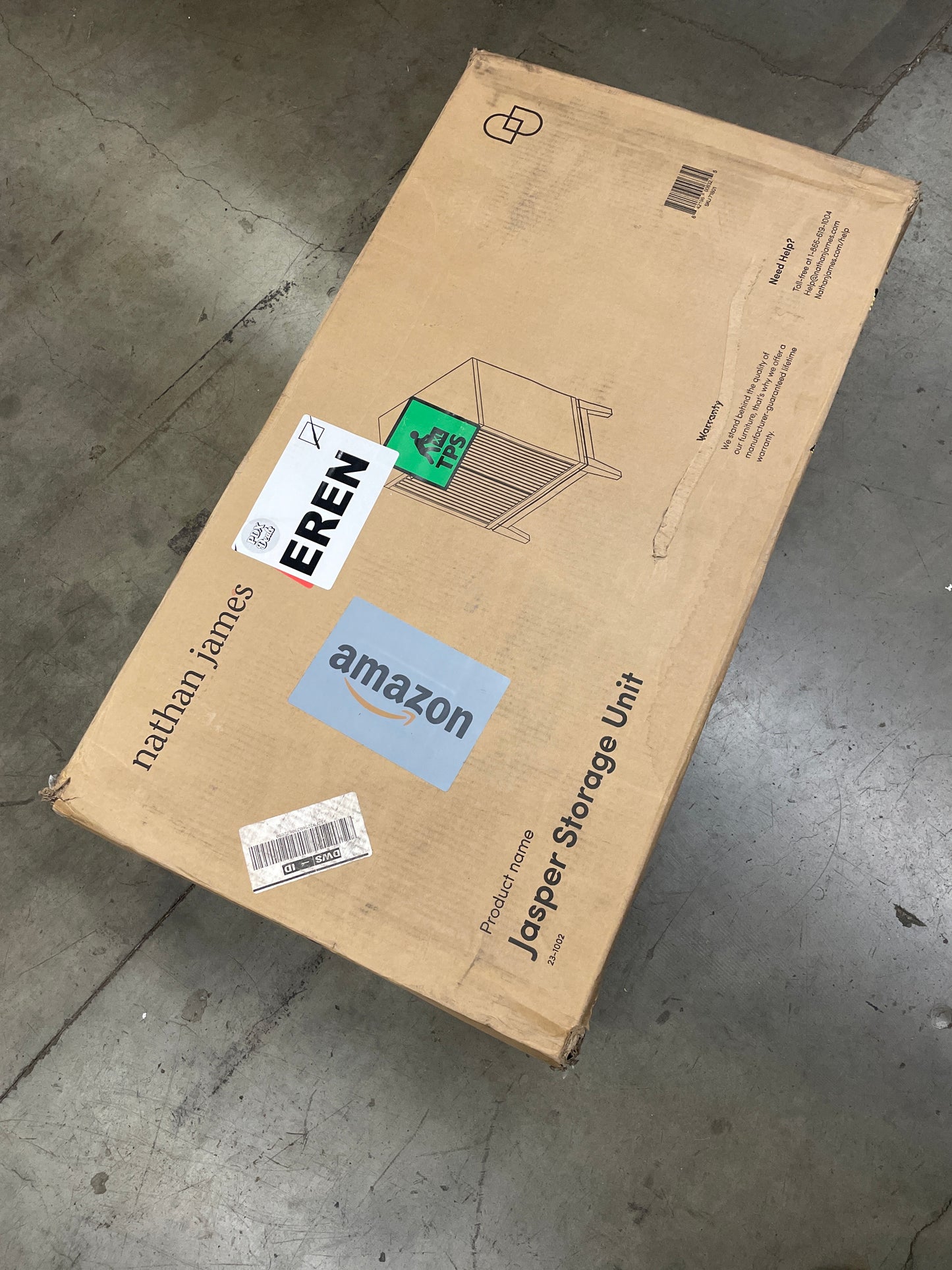 Nathan James Jasper Modern Sideboard, Kitchen Storage Cabinet with Fluted Doors, Accent Storage for Kitchen or Living Room, Warm Pine - Retail $310