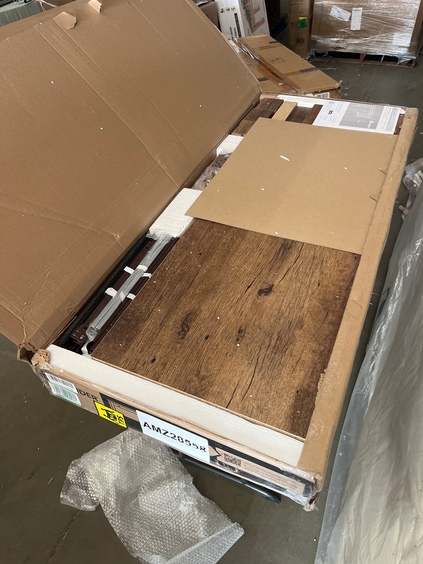 NEW - Sauder Palladia Computer Desk with Drawers, Home Office Desk with File Cabinet Storage Drawer, Cable Management, Keyboard Tray, in Vintage Oak finish - Retail $320