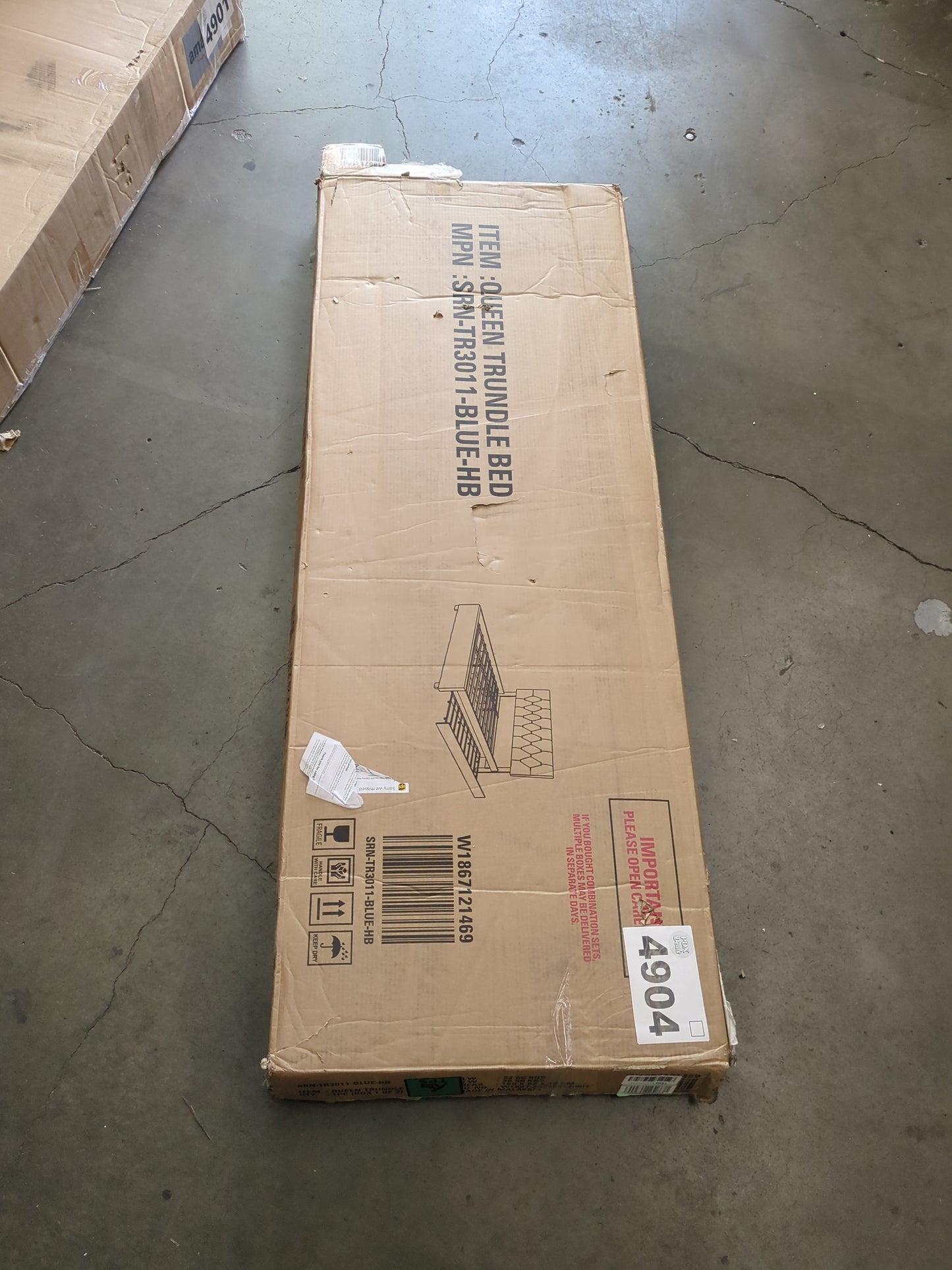 Oudiec Upholstered Queen Size Platform Bed with Trundle and Drawers for Bedroom/Guest Room, Pine Bedframe w/Wood Slat Support, No Box Spring Required,Blue - Retail $219