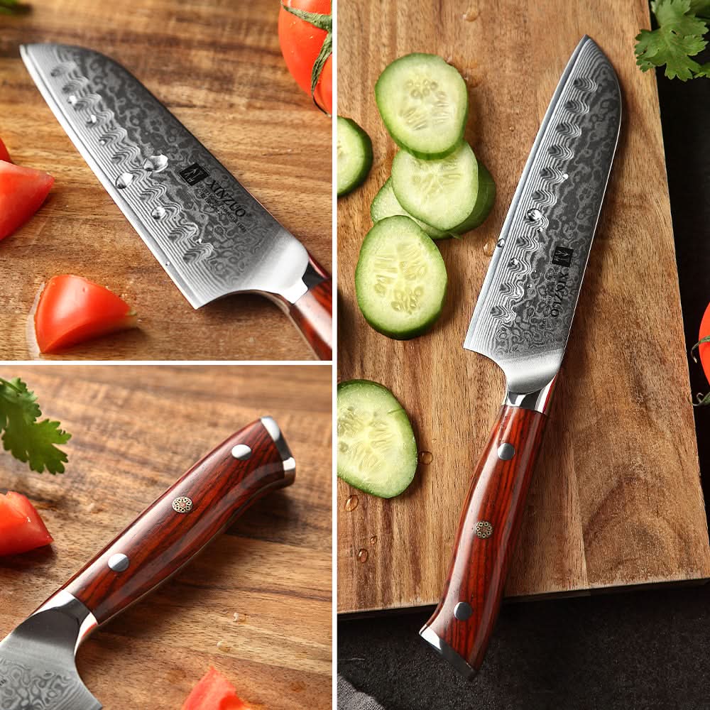 XINZUO YU Series 5 Inch Santoku Damascas Steel Knife