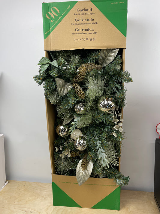 9' Pre-lit LED with Twinkle Artificial Decorated Garland, Silver