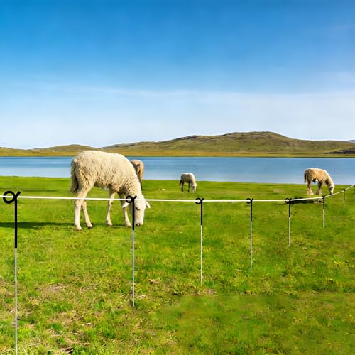 10 Pack 39 Inches Black Heavy Duty Step in Fence Post Pig Tail Electric Fencing Post Temporary Metal Fence Stakes for Garden Electric Fencing and Yard Protection