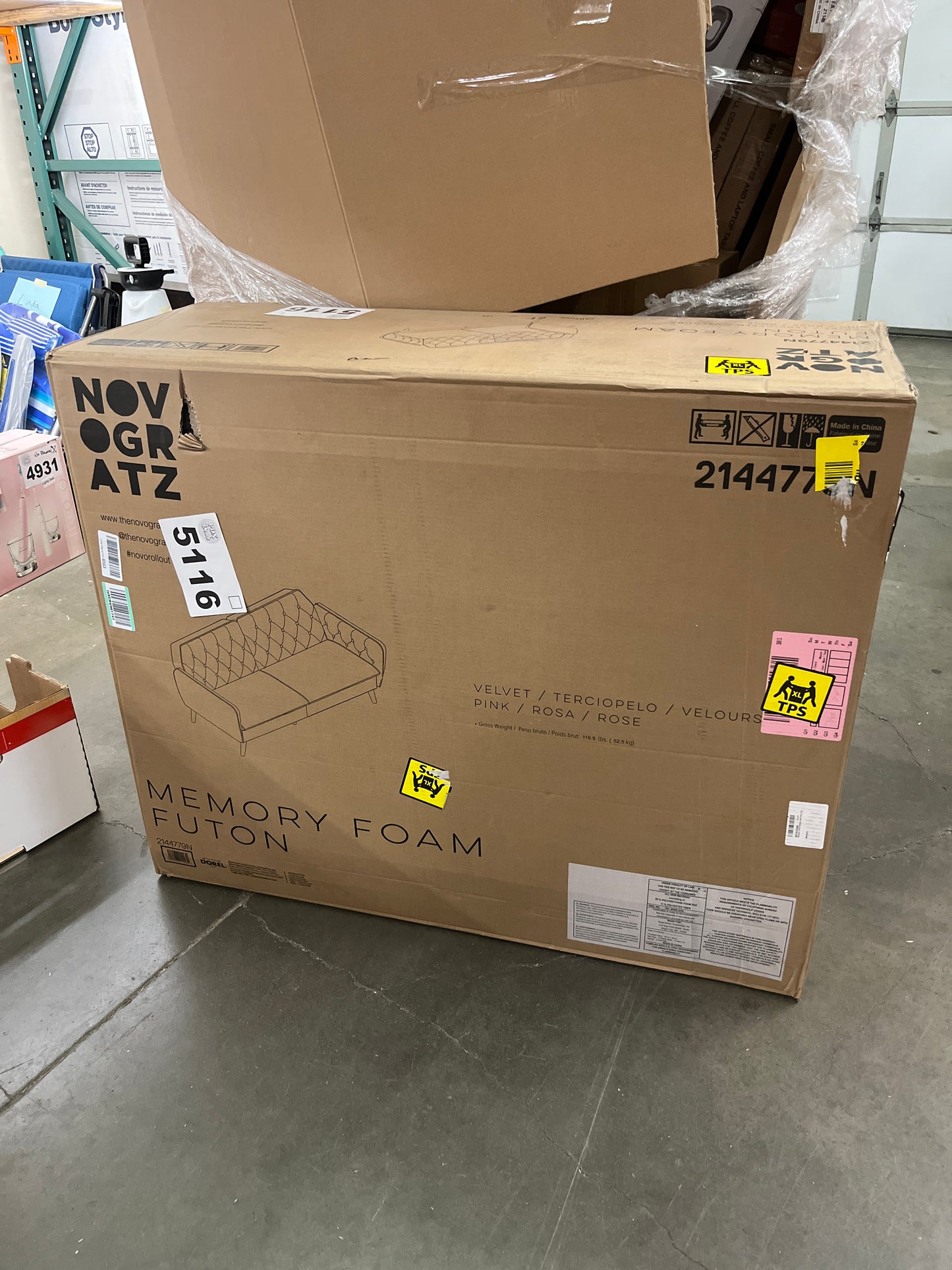 Novogratz Tallulah Memory Foam Futon, Pink - Retail $232